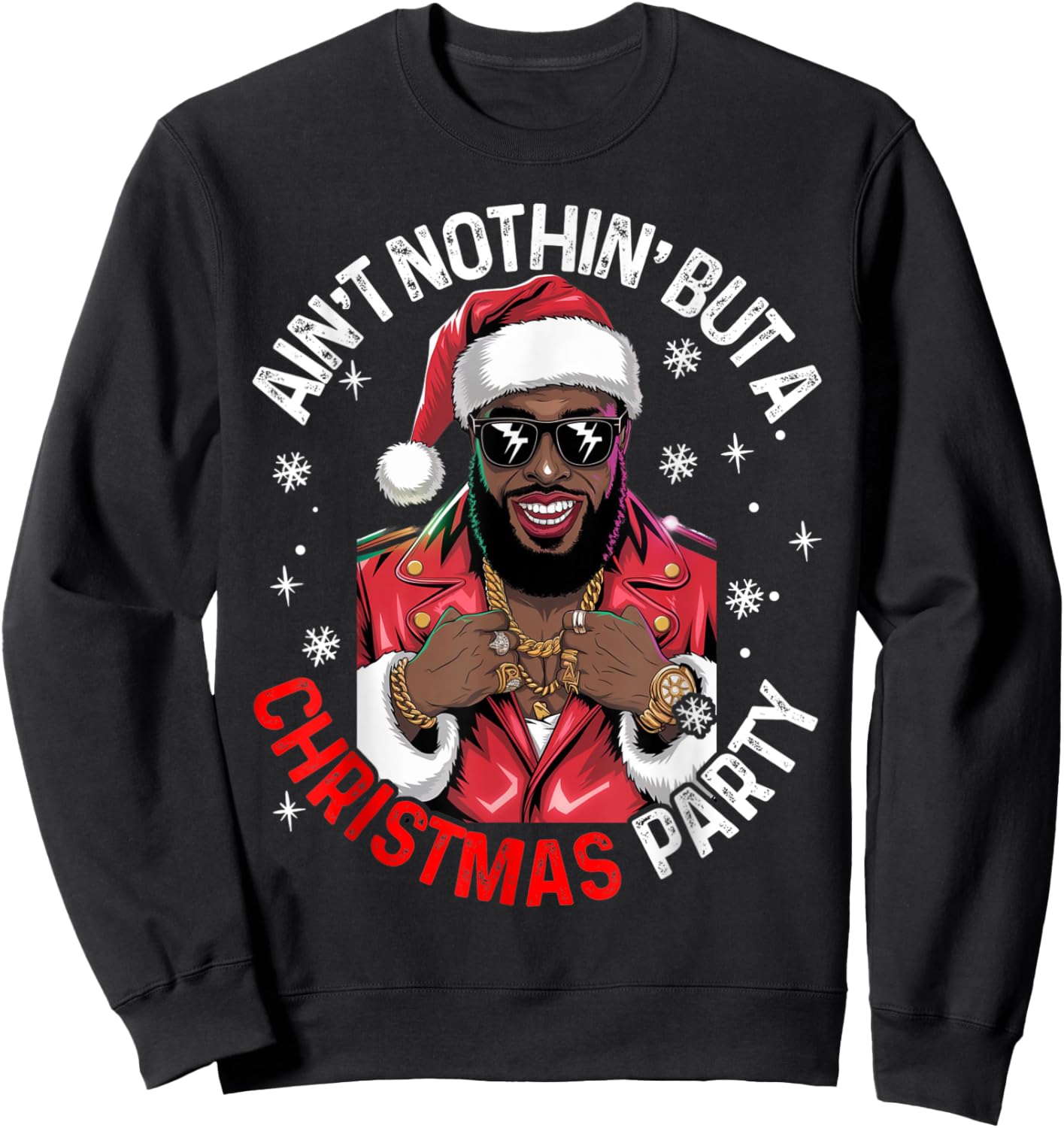 Black African American Santa Claus Christmas Pajama MenWomen Sweatshirt - Sweatshirt | Black