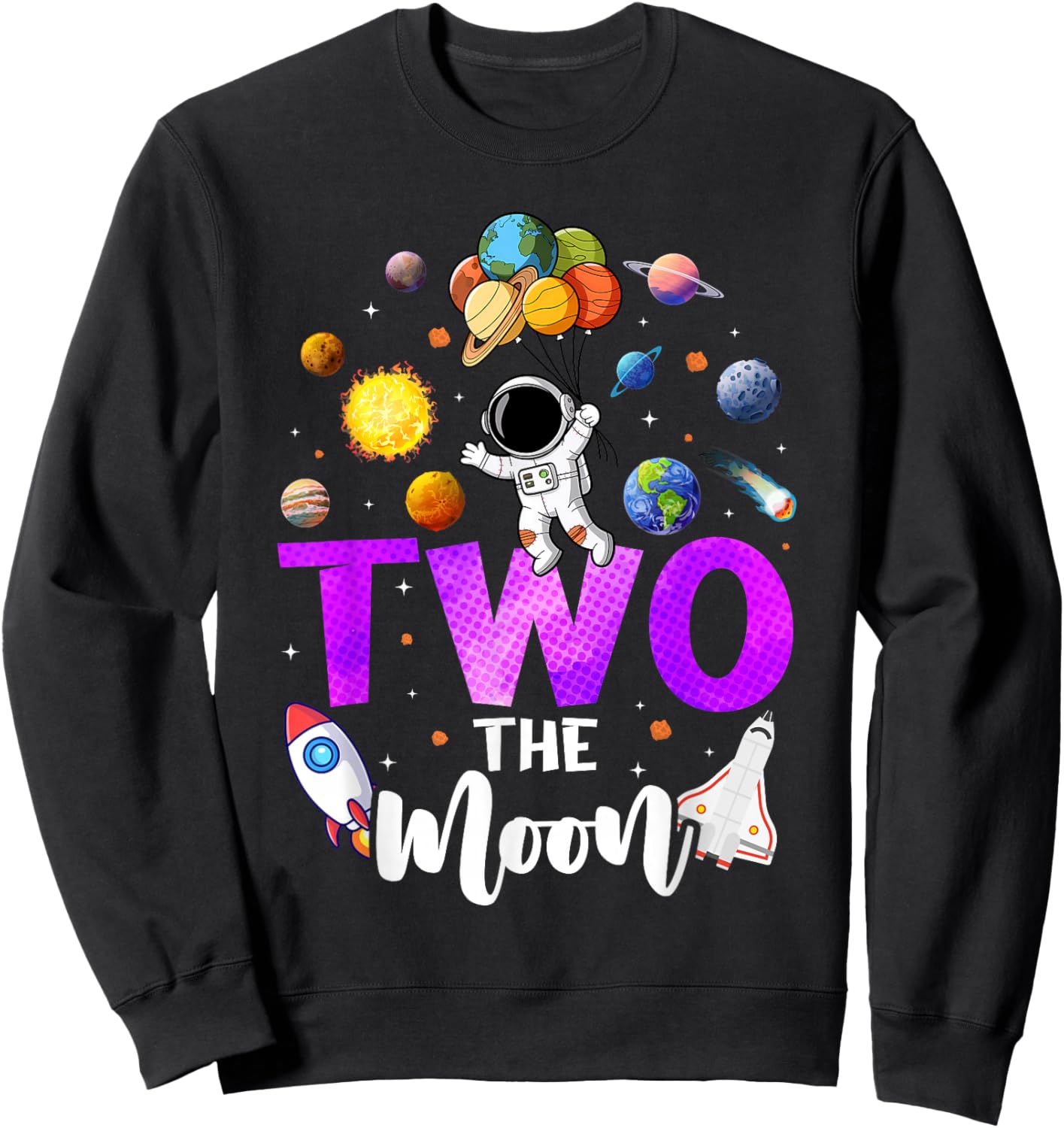 Two The Moon Birthday Girl Outfit 2 Year Old 2nd Bday Sweatshirt - Sweatshirt | Black