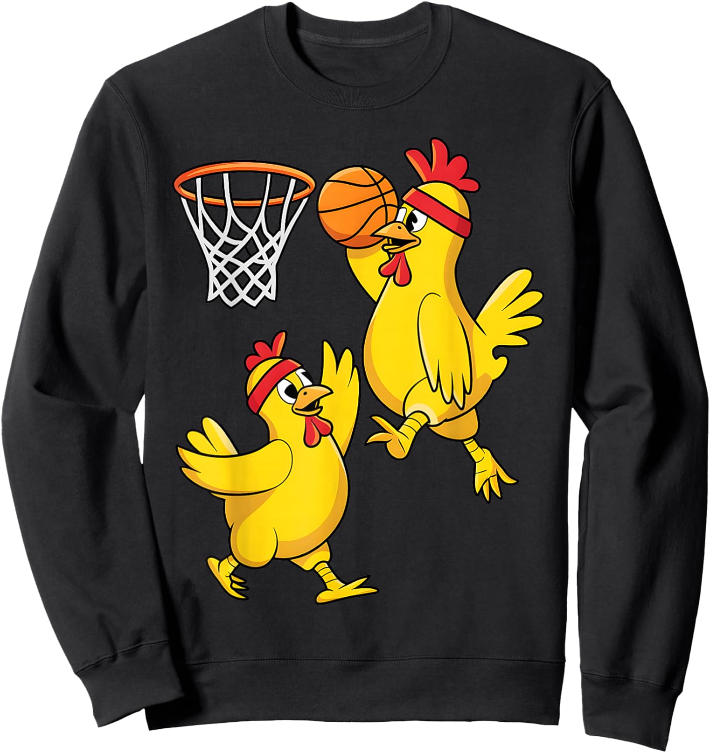 Funny Rubber a Chicken Playing Basketball Dunking Player Sweatshirt - Sweatshirt | Black