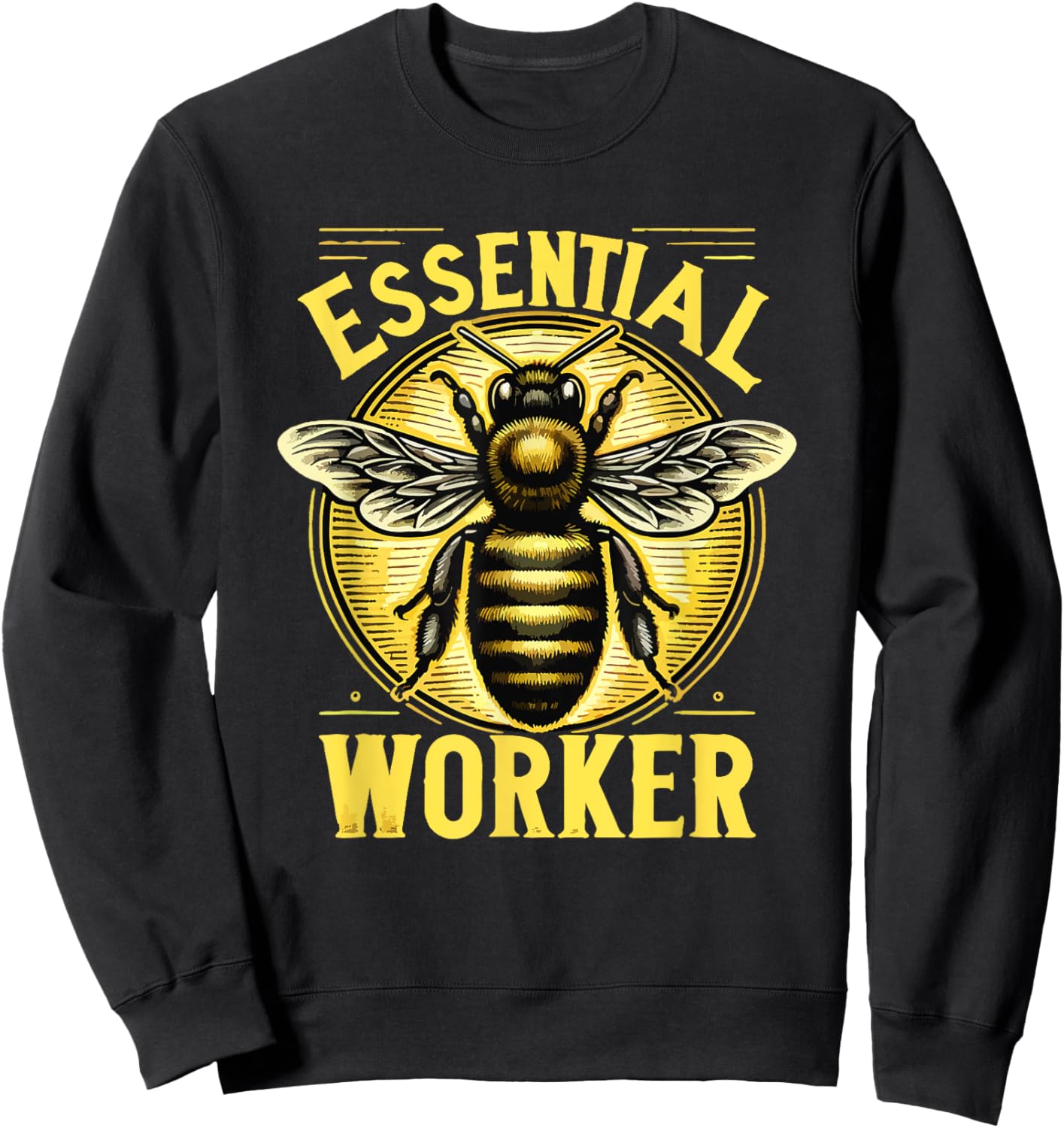 Essential Worker Beekeeper Beekeeping Hive Bees Retro Sweatshirt - Sweatshirt | Black