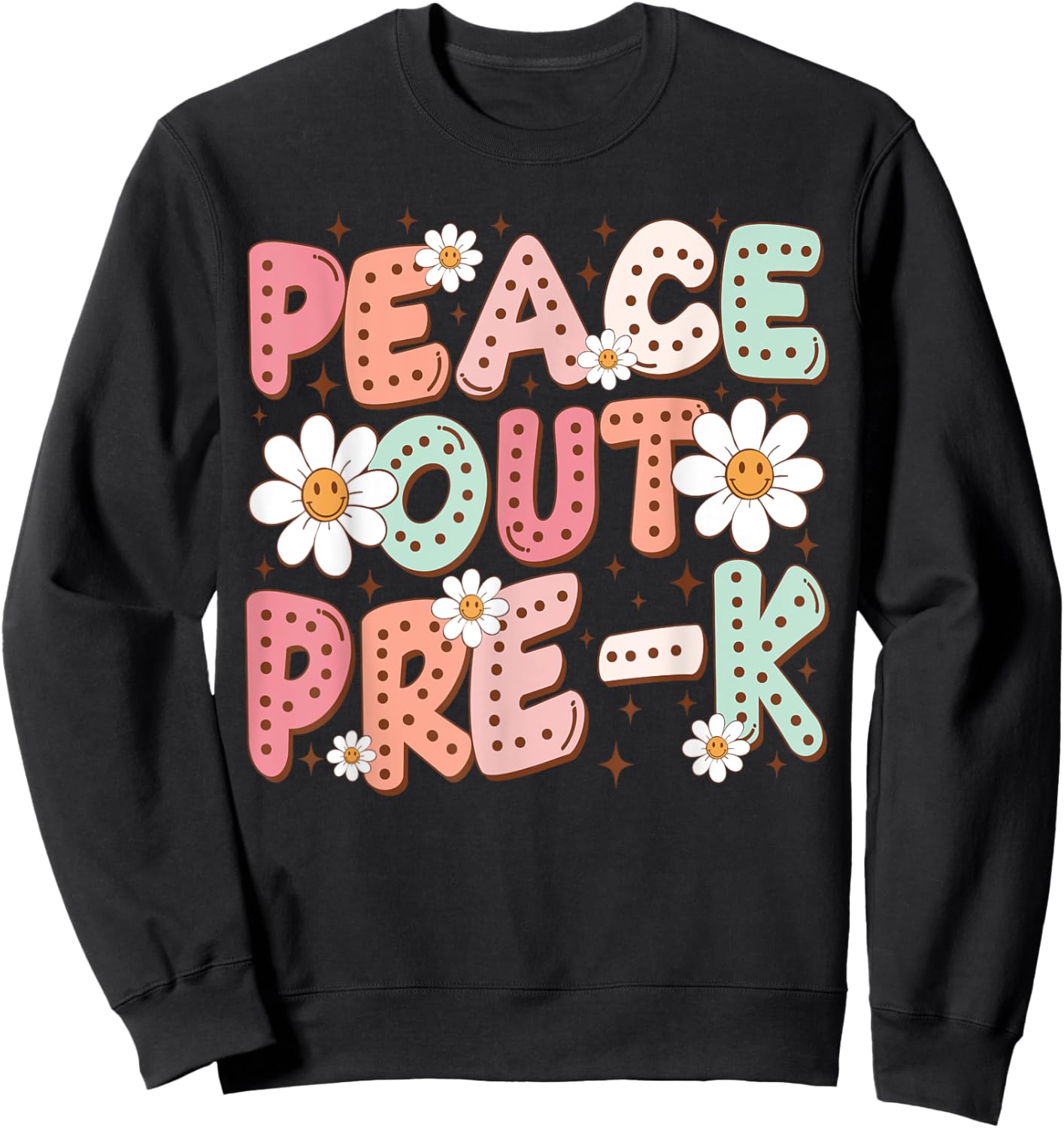 Peace Out Pre-K Cute Groovy Last Day of Preschool Graduation Sweatshirt - Sweatshirt | Black