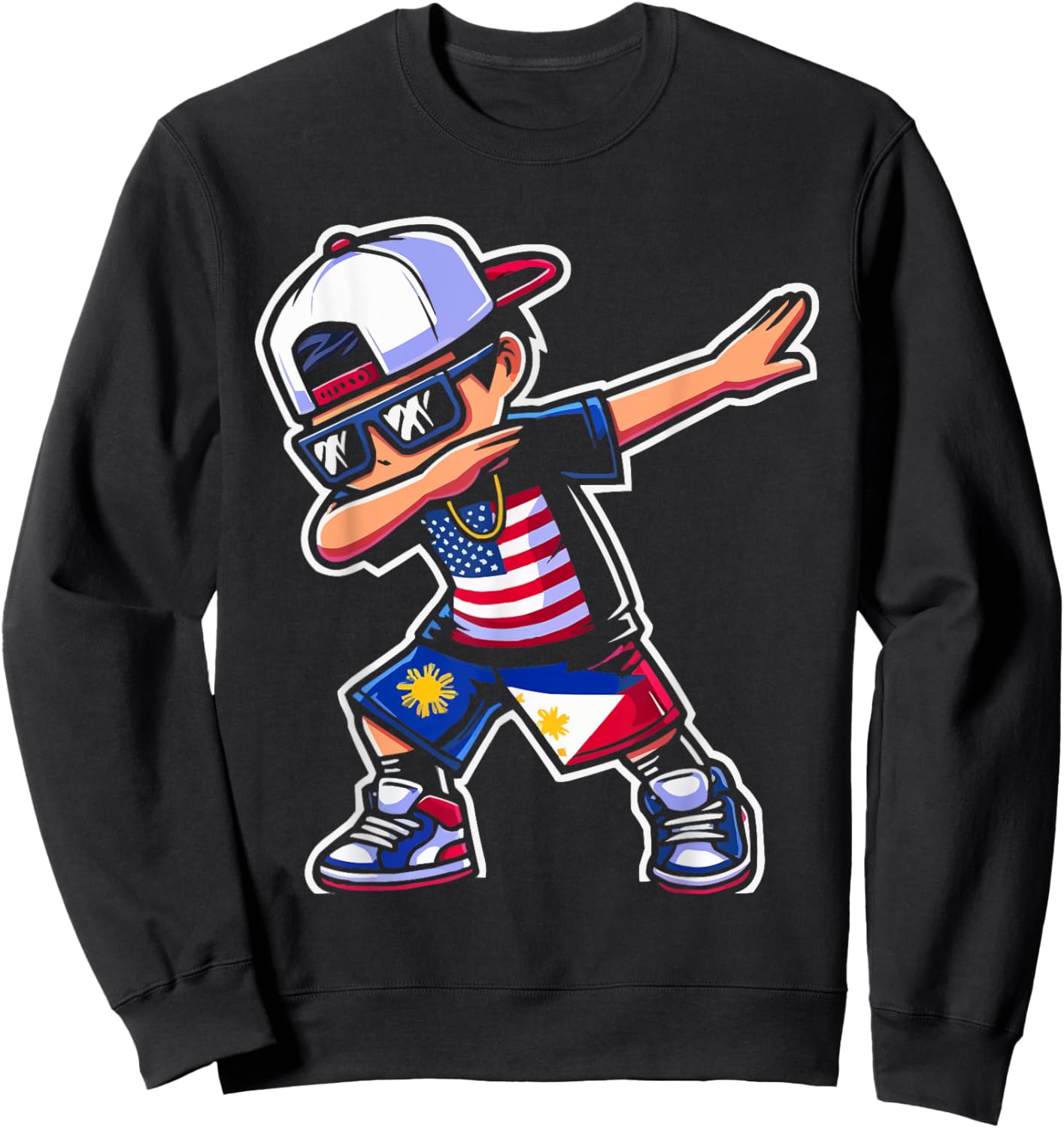 Half Filipino Half American USA Flag Philippines America Sweatshirt - Sweatshirt | Black