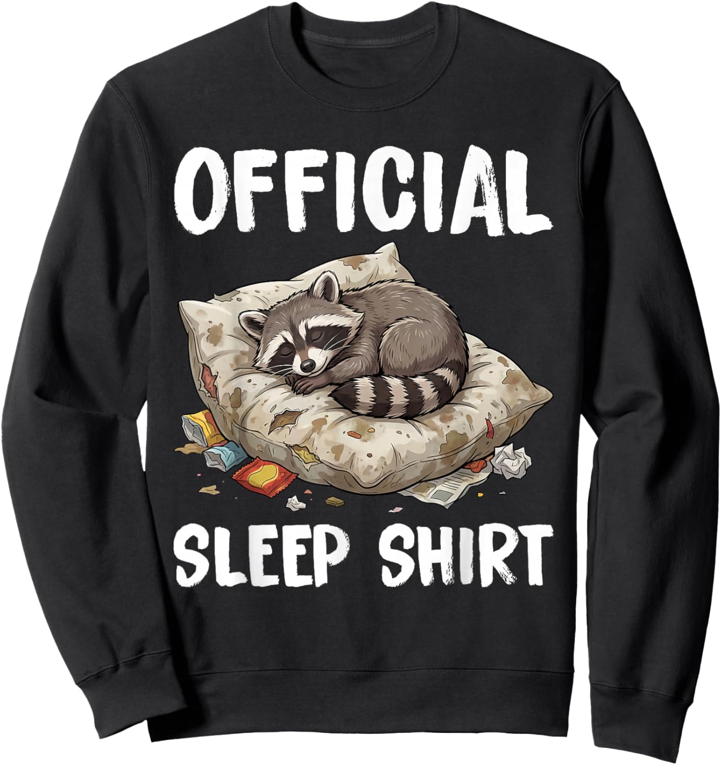 Cute Raccoon Official Sleep Shirt Pajamas Nightgown Sweatshirt - Sweatshirt | Black