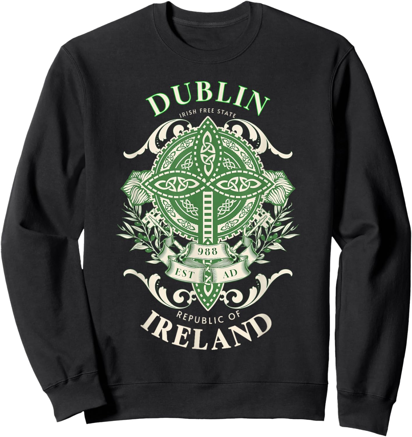 Dublin Irland Keltisches Kreuz Vorfahren Irisches Erbe Sweatshirt - Sweatshirt | Black