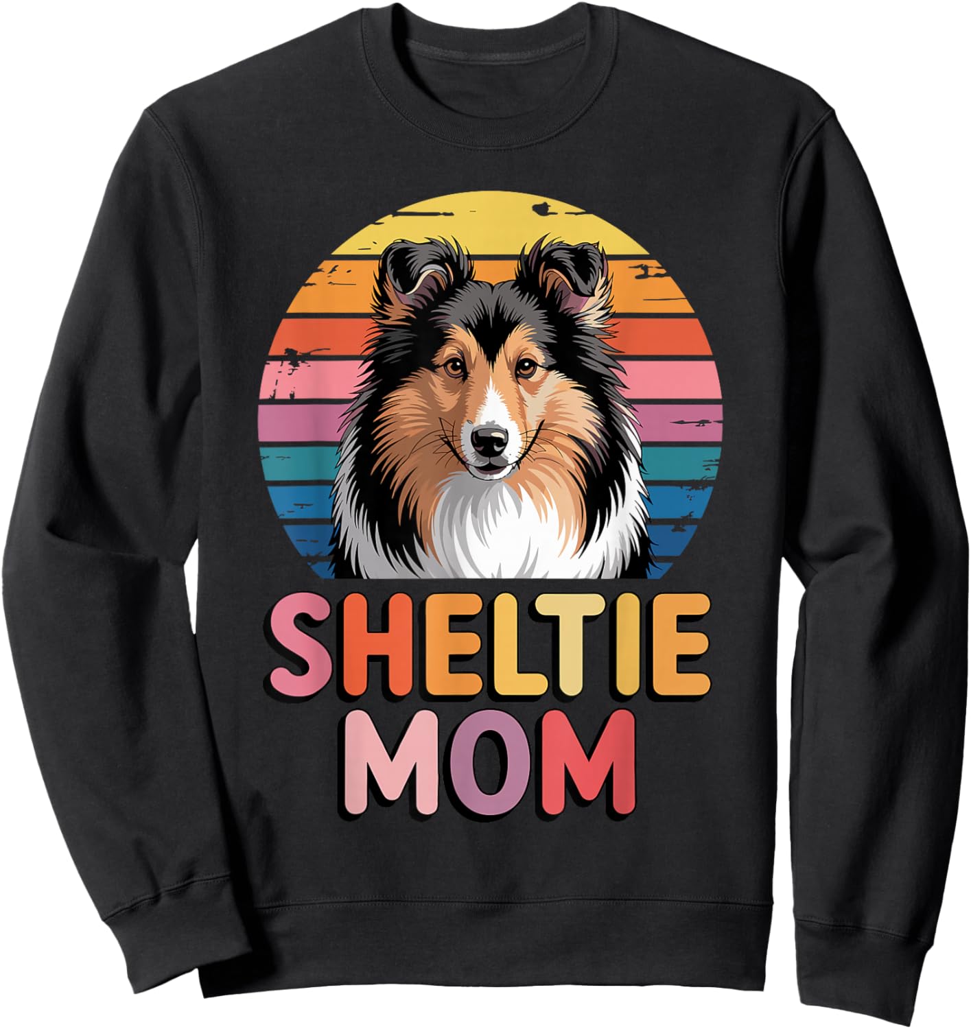 Retro Sheltie Mom Shetland Sheepdog Sweatshirt - Sweatshirt | Black