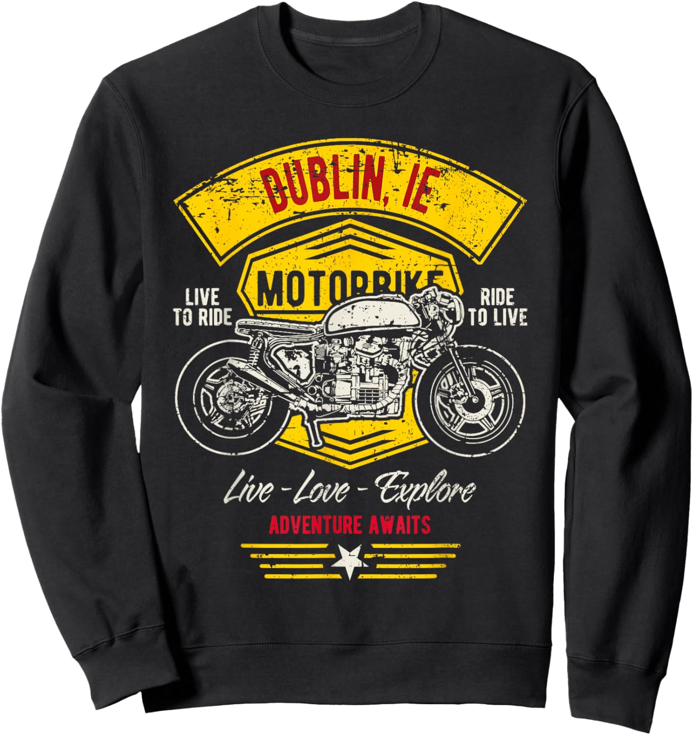 Dublin Ireland Retro Motorcycle Design Sweatshirt - Sweatshirt | Black