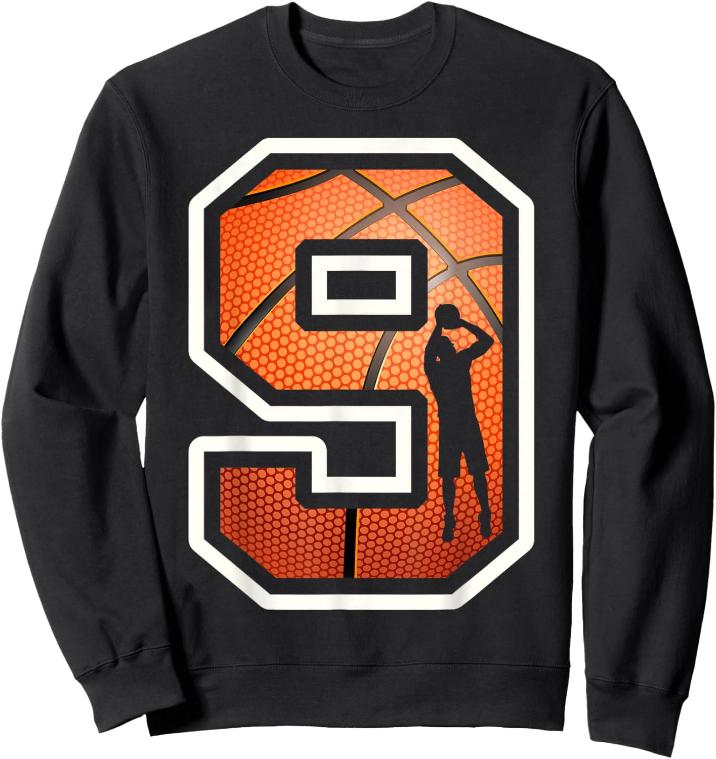 9th Birthday Basketball Player 9 Years Old Nine Sporty Bday Sweatshirt - Sweatshirt | Black