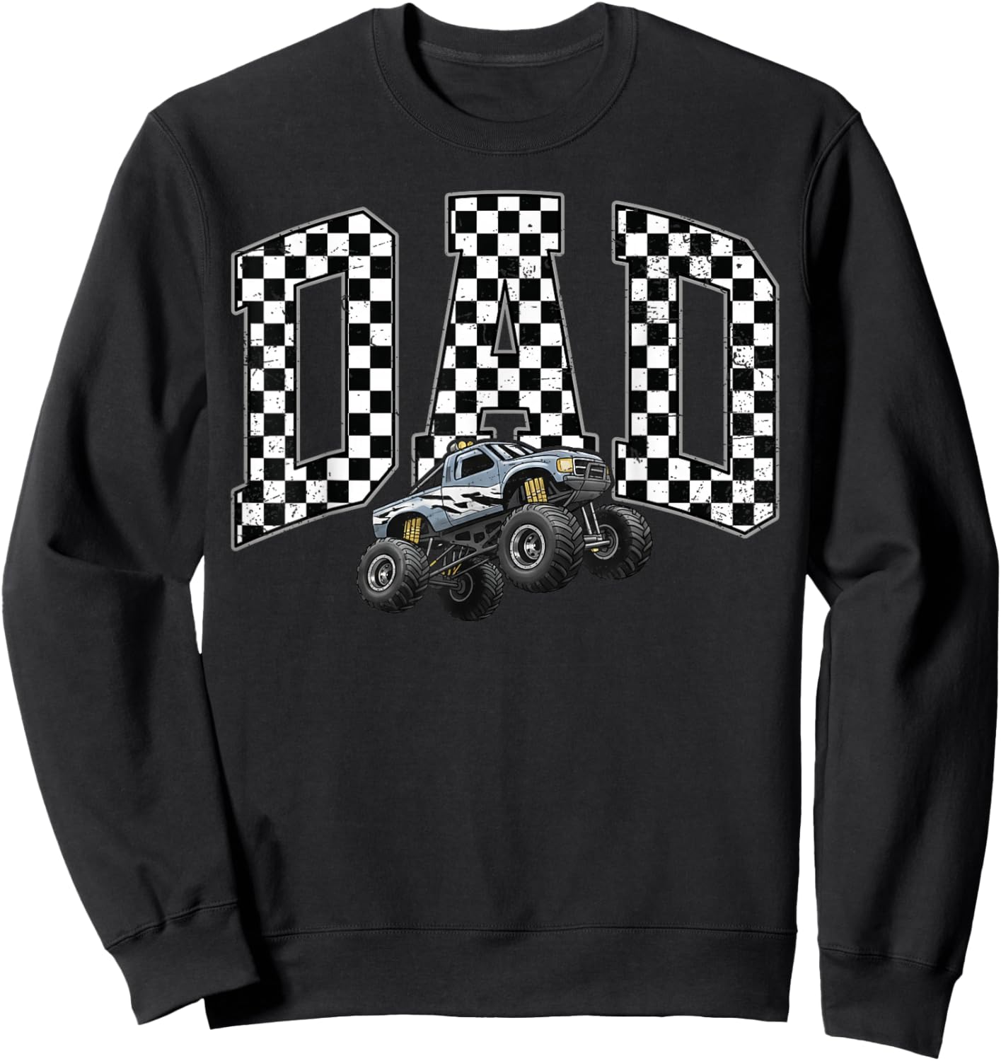 Dad Retro Monster Truck Family Crew Birthday Matching Sweatshirt - Sweatshirt | Black