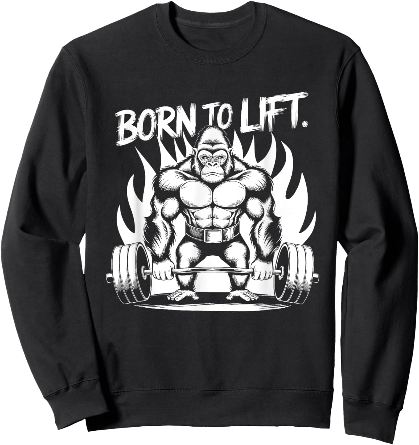 Born to Lift - Gym Art Gorilla Lifting Weights Design Sweatshirt - Sweatshirt | Black