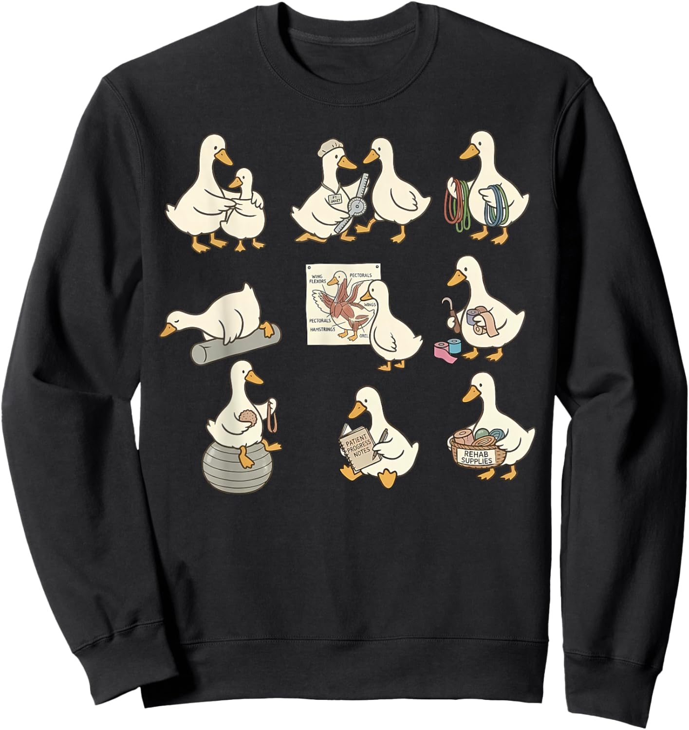 Funny Physical Therapy Silly Goose DPT Specialist Therapist Sweatshirt - Sweatshirt | Black