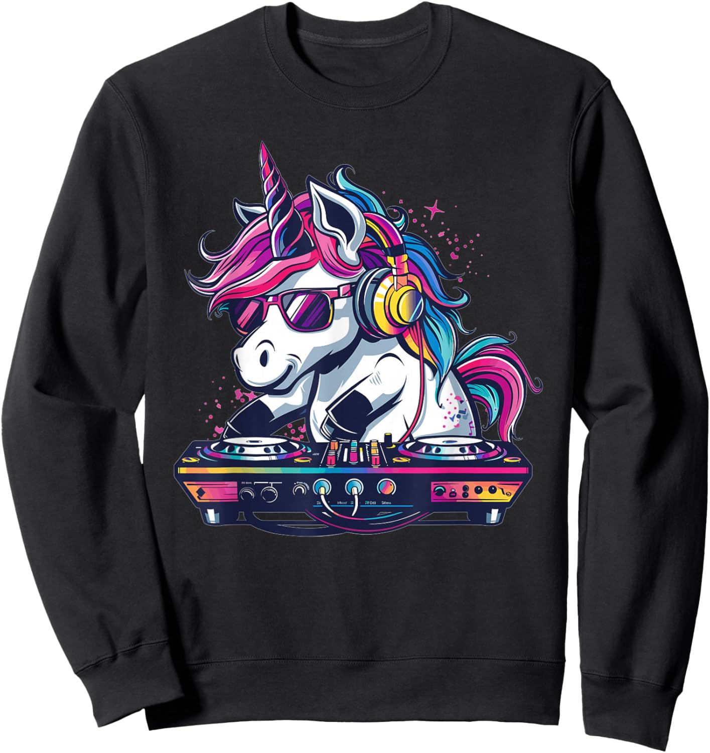 Music DJ Discjockey Art I Kids Deejay -Child Cartoon Themed , Black, Small Sweatshirt - Sweatshirt | Black