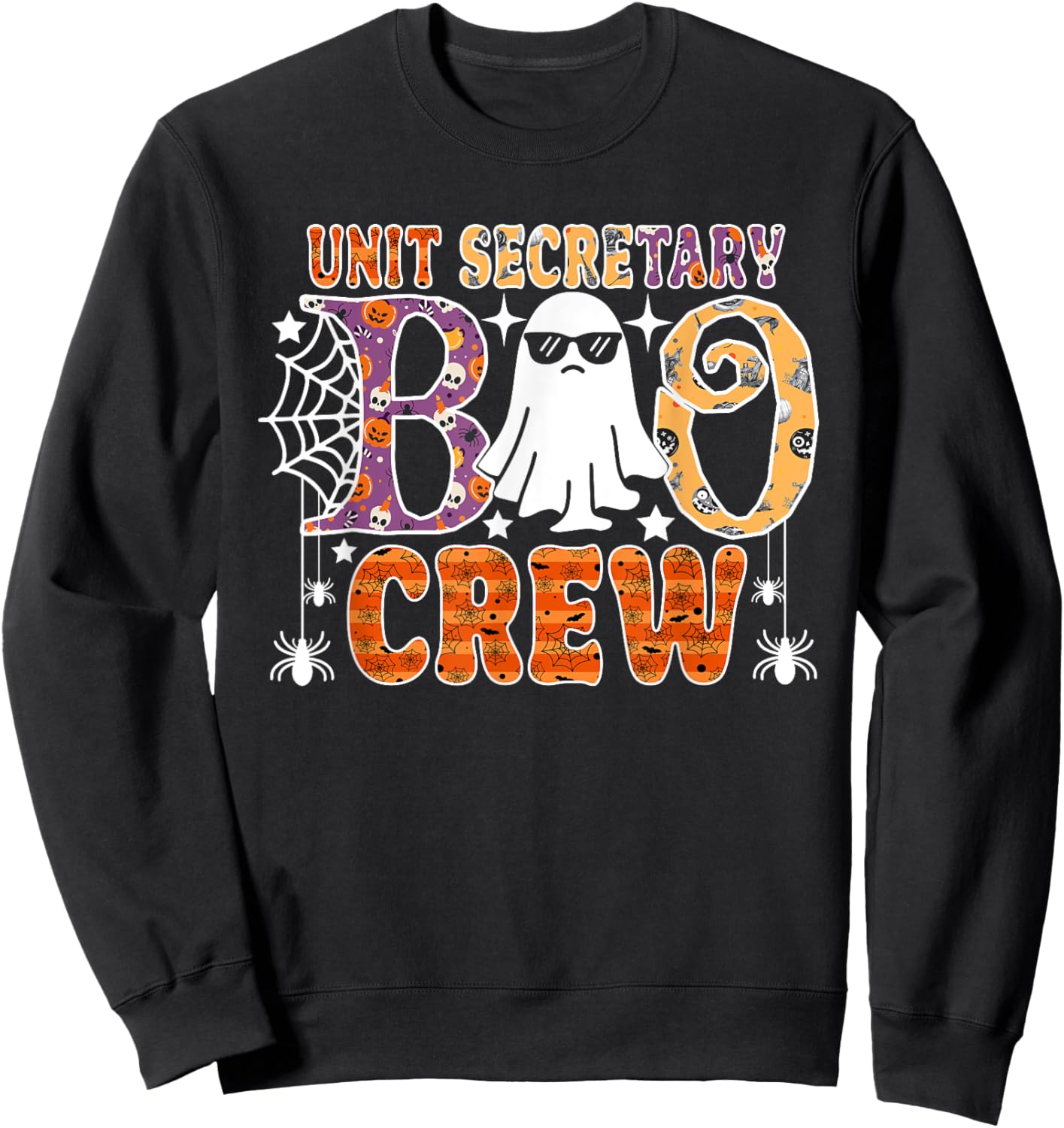 Unit Secretary Boo Crew Funny Ghost Halloween Costume Sweatshirt - Sweatshirt | Black