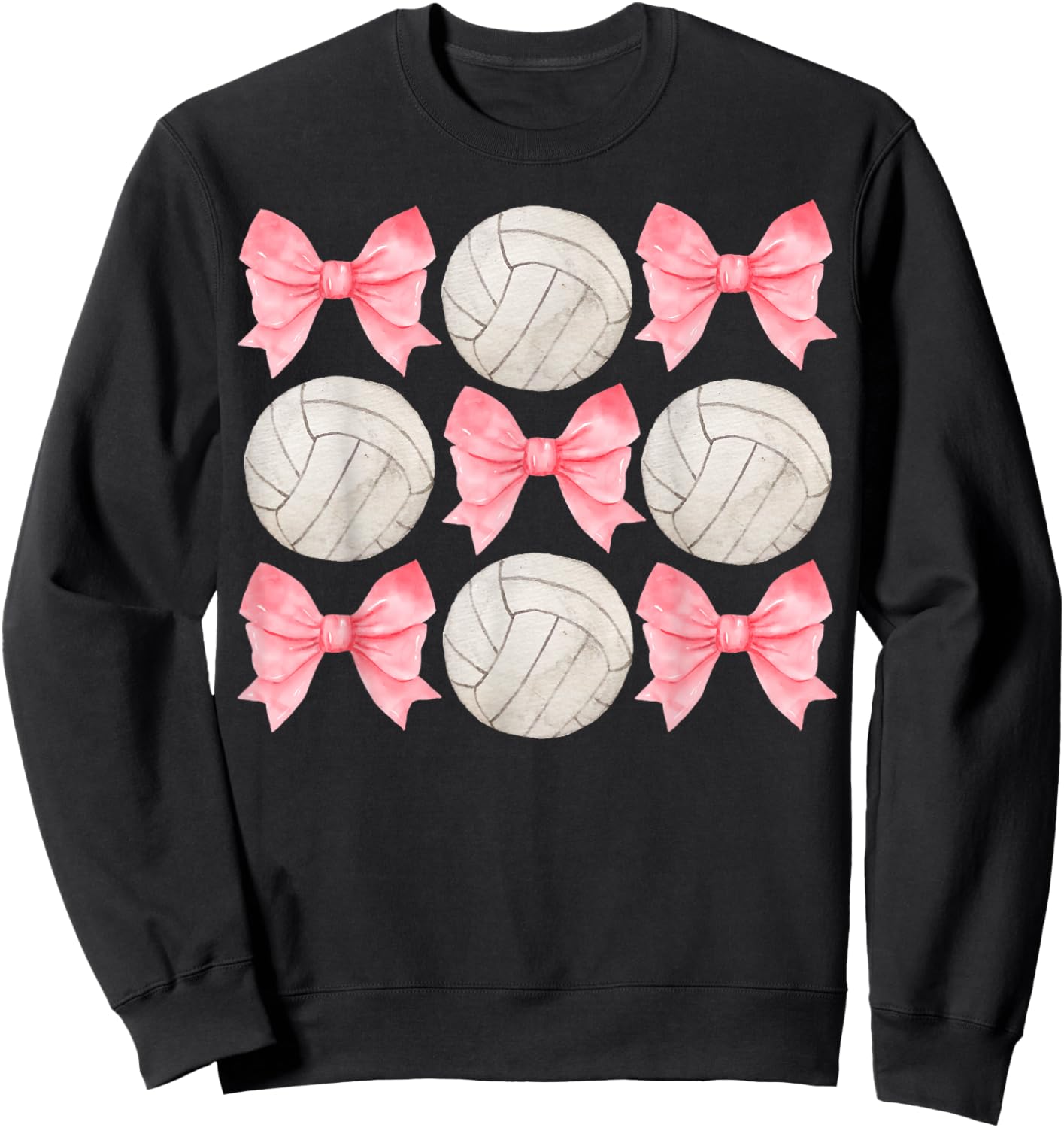 Volleyball Mom Sister Tween Teen Girl Girly Pink Bow Preppy Sweatshirt - Sweatshirt | Black
