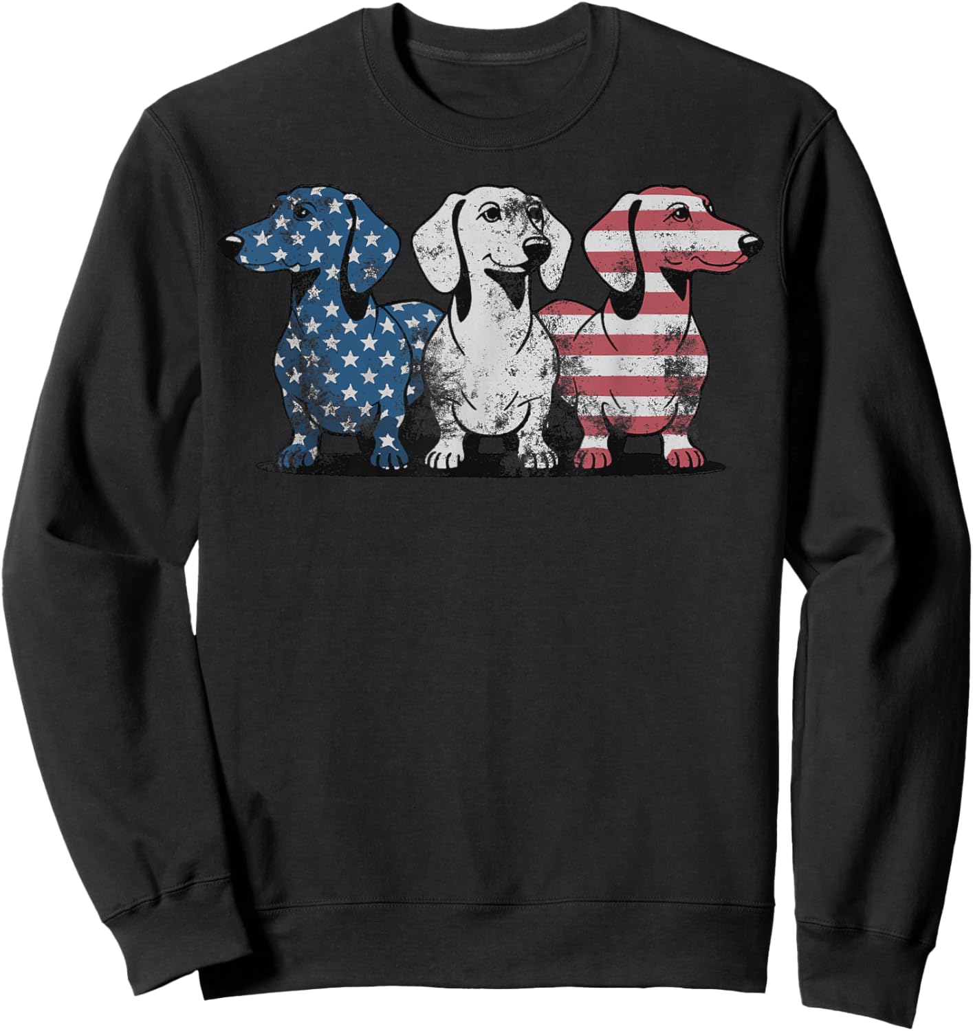 Patriotic Dachshund Dog USA Flag Sunglasses 4th of July Sweatshirt - Sweatshirt | Black