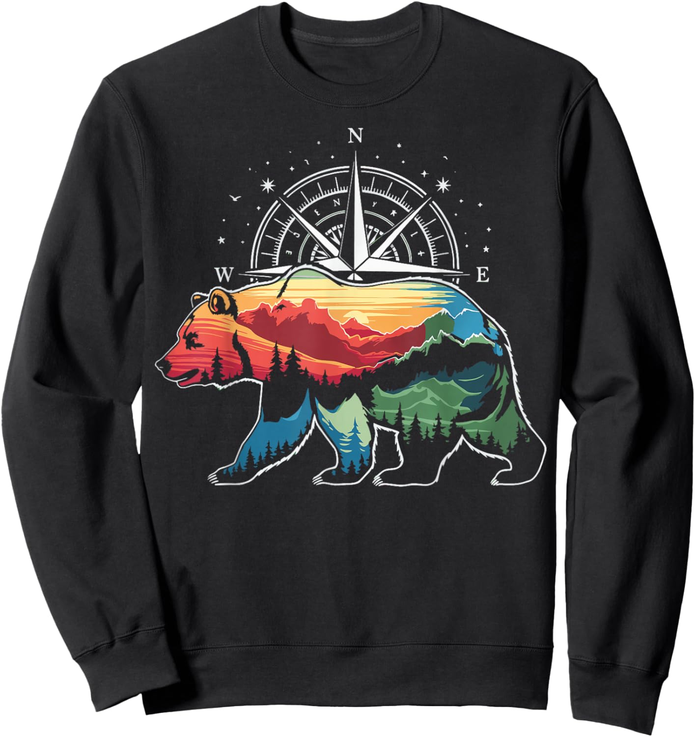 Bear Compass Hiker Outdoor Sweatshirt - Sweatshirt | Black