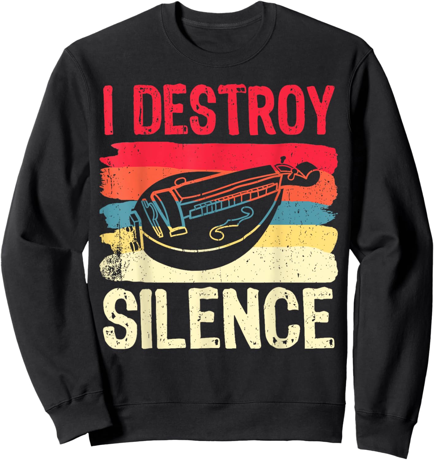 Funny Hurdy gurdy Shirt I Destroy Silence Musician Player Sweatshirt - Sweatshirt | Black