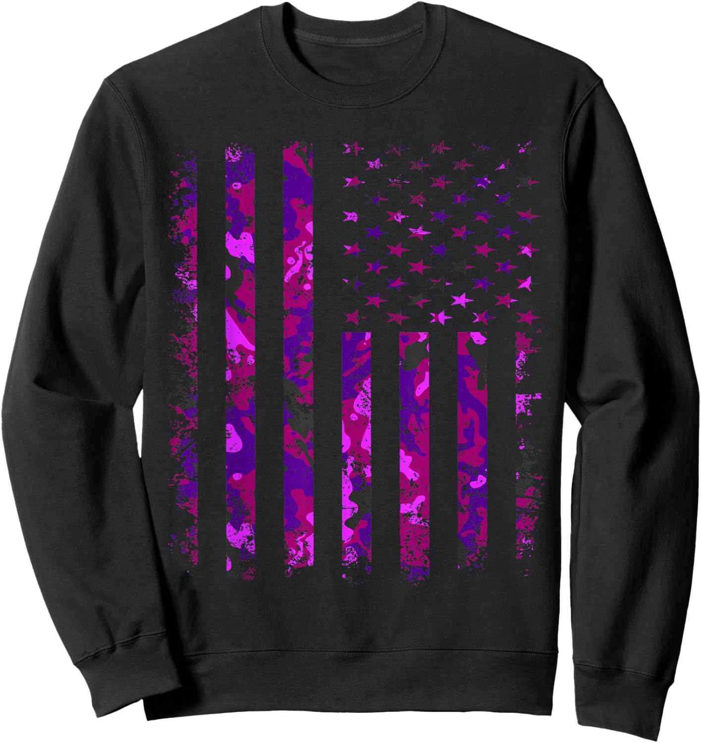 Purple up US Flag Military Kids Month of The Military Child Sweatshirt - Sweatshirt | Black