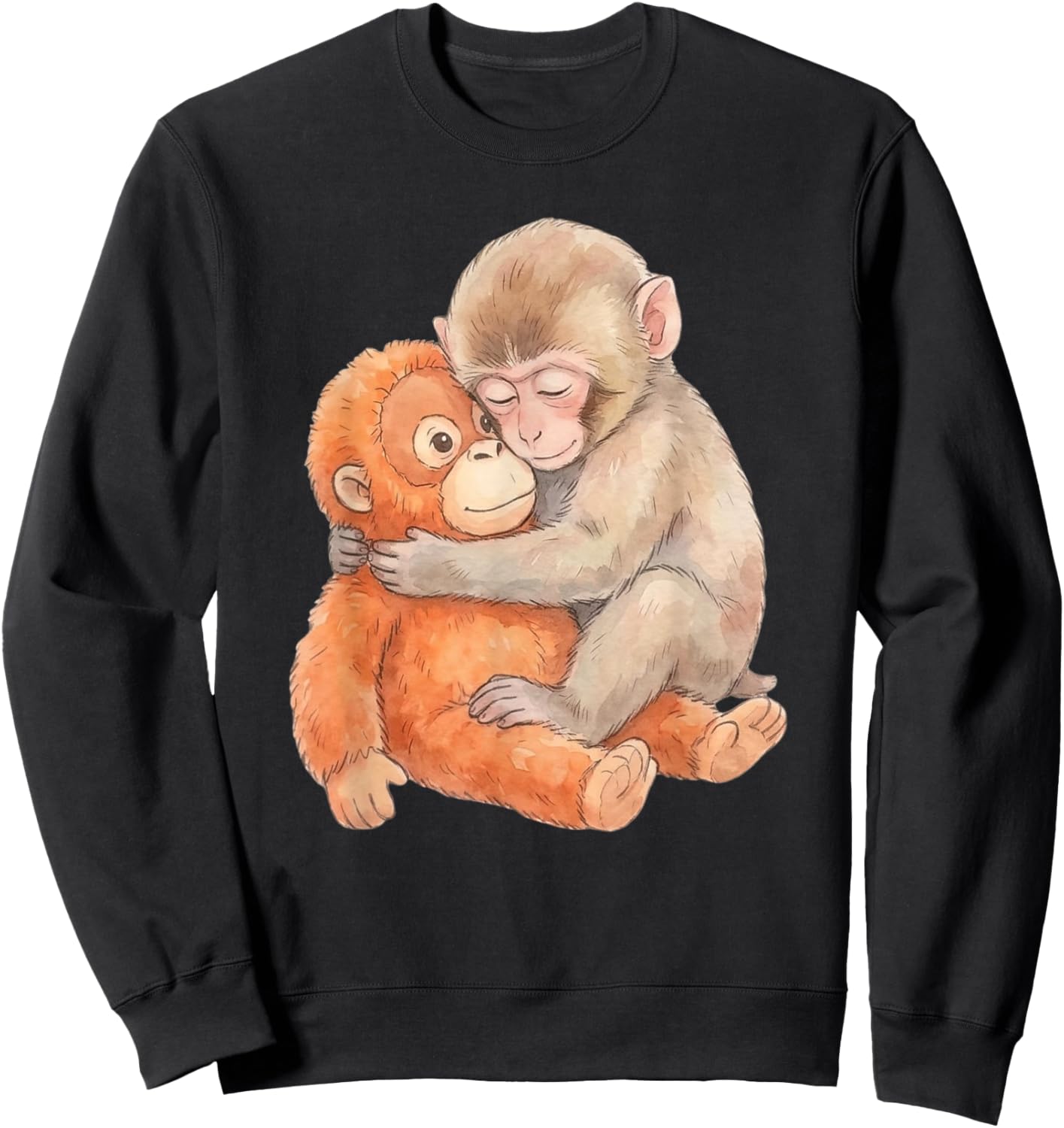 Baby Monkey Punch Team Punch Monkey Plush Cute Sweatshirt - Sweatshirt | Black
