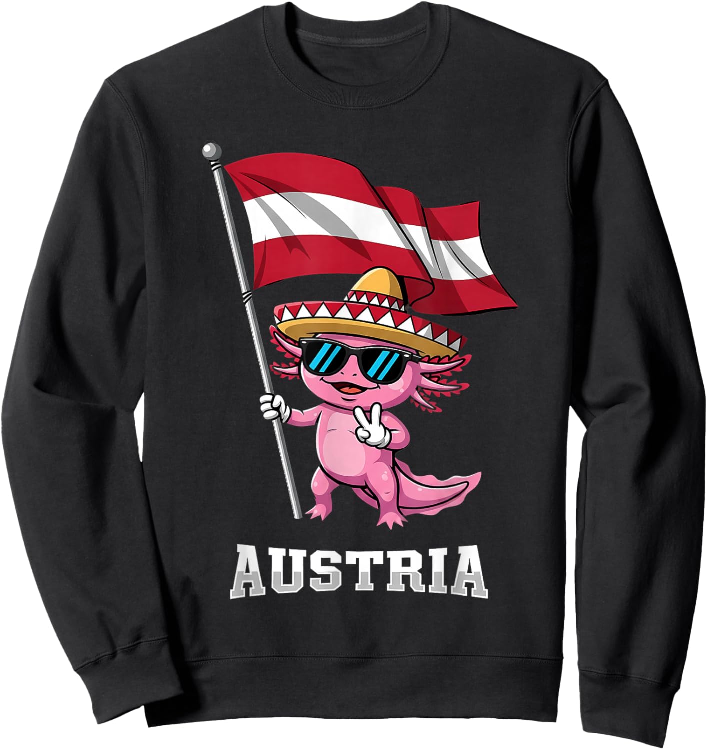 Austria Roots Axolotl Austrian Flag Sweatshirt - Sweatshirt | Black