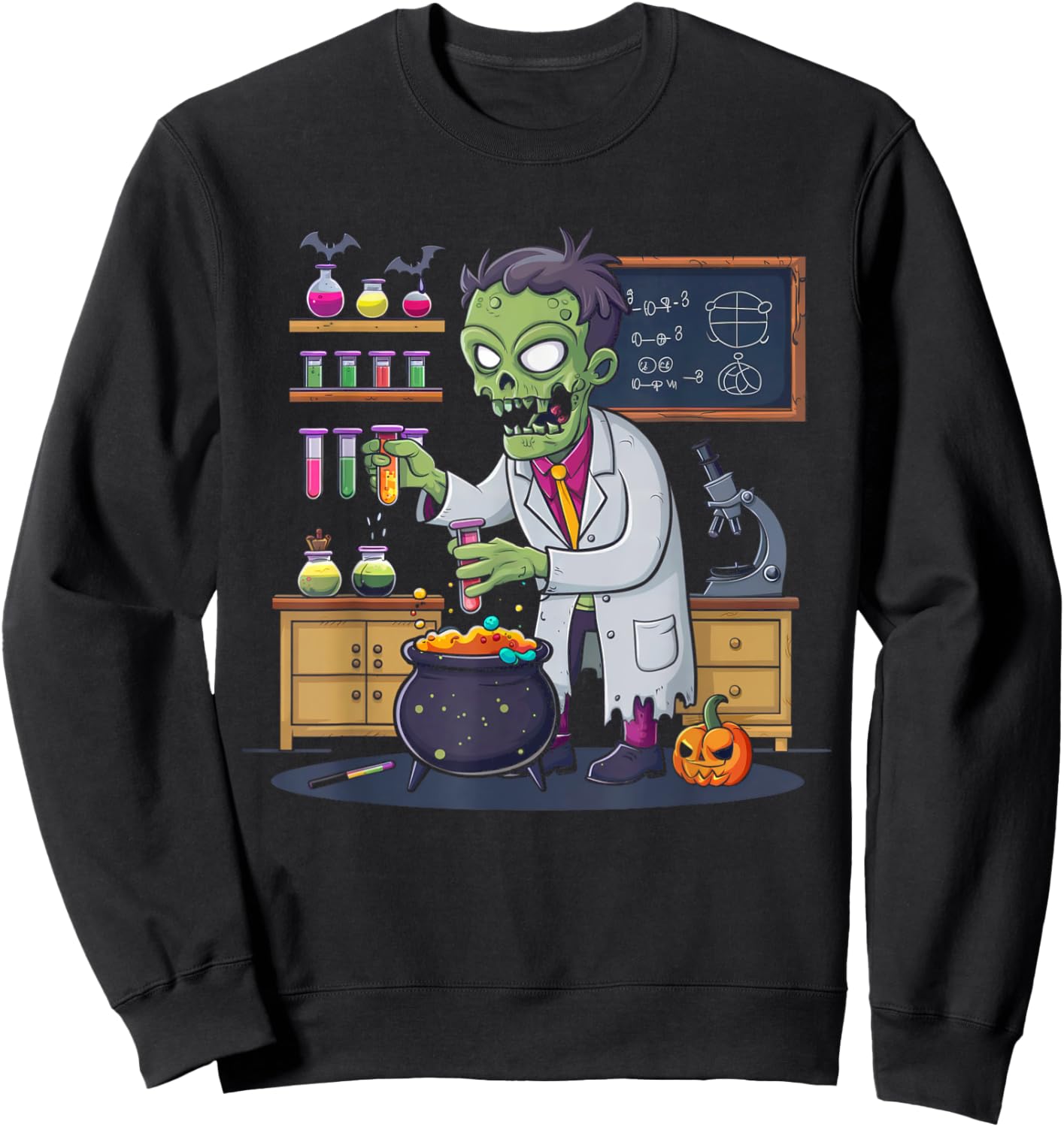 Science Teacher Halloween Shirt Zombie Chemistry Scientist Sweatshirt - Sweatshirt | Black