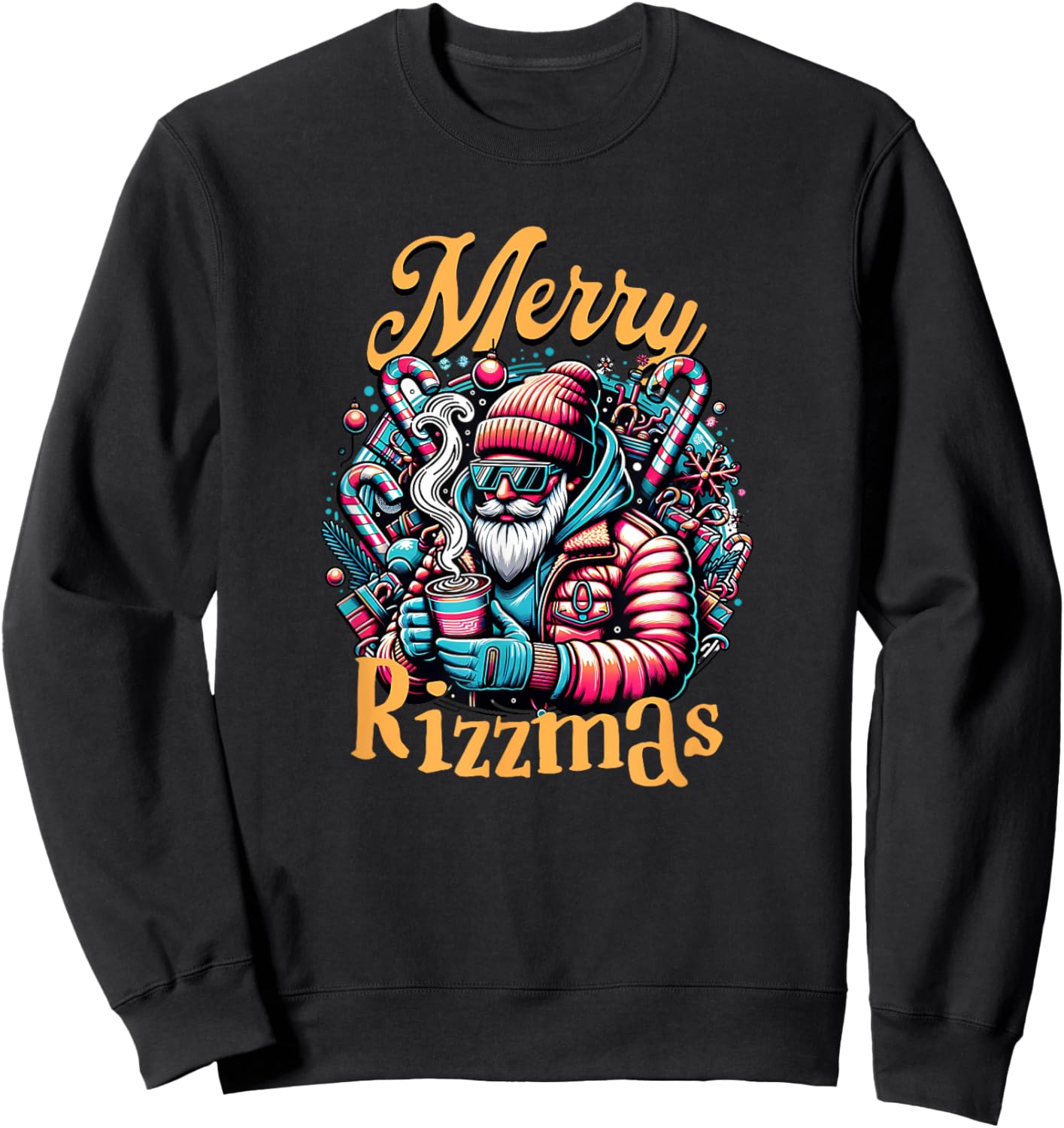 Merry Rizzmas, viral influencer skibidi christams brain rot Sweatshirt - Sweatshirt | Black