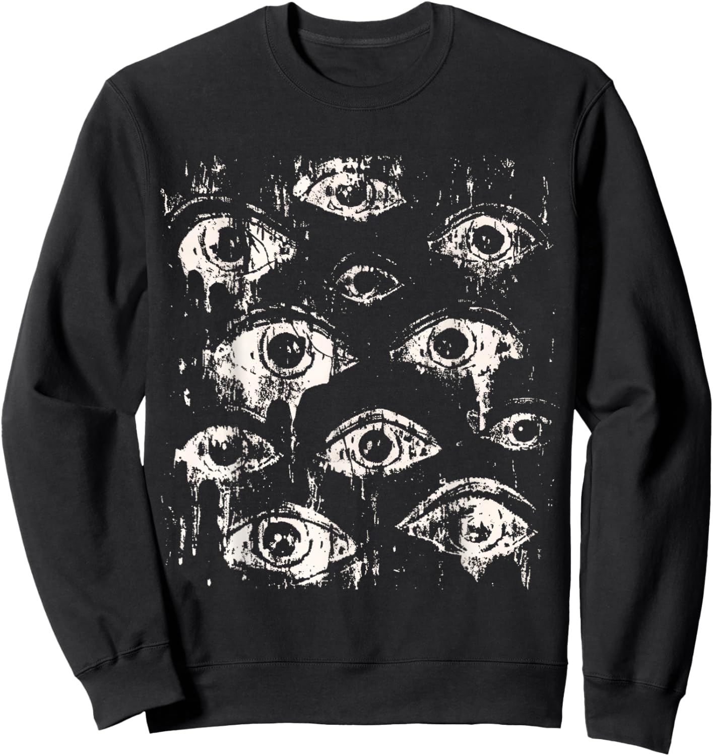 Eyes Eyeballs Weird Goth Grunge Alt Y2K Strange Aesthetic Sweatshirt - Sweatshirt | Black