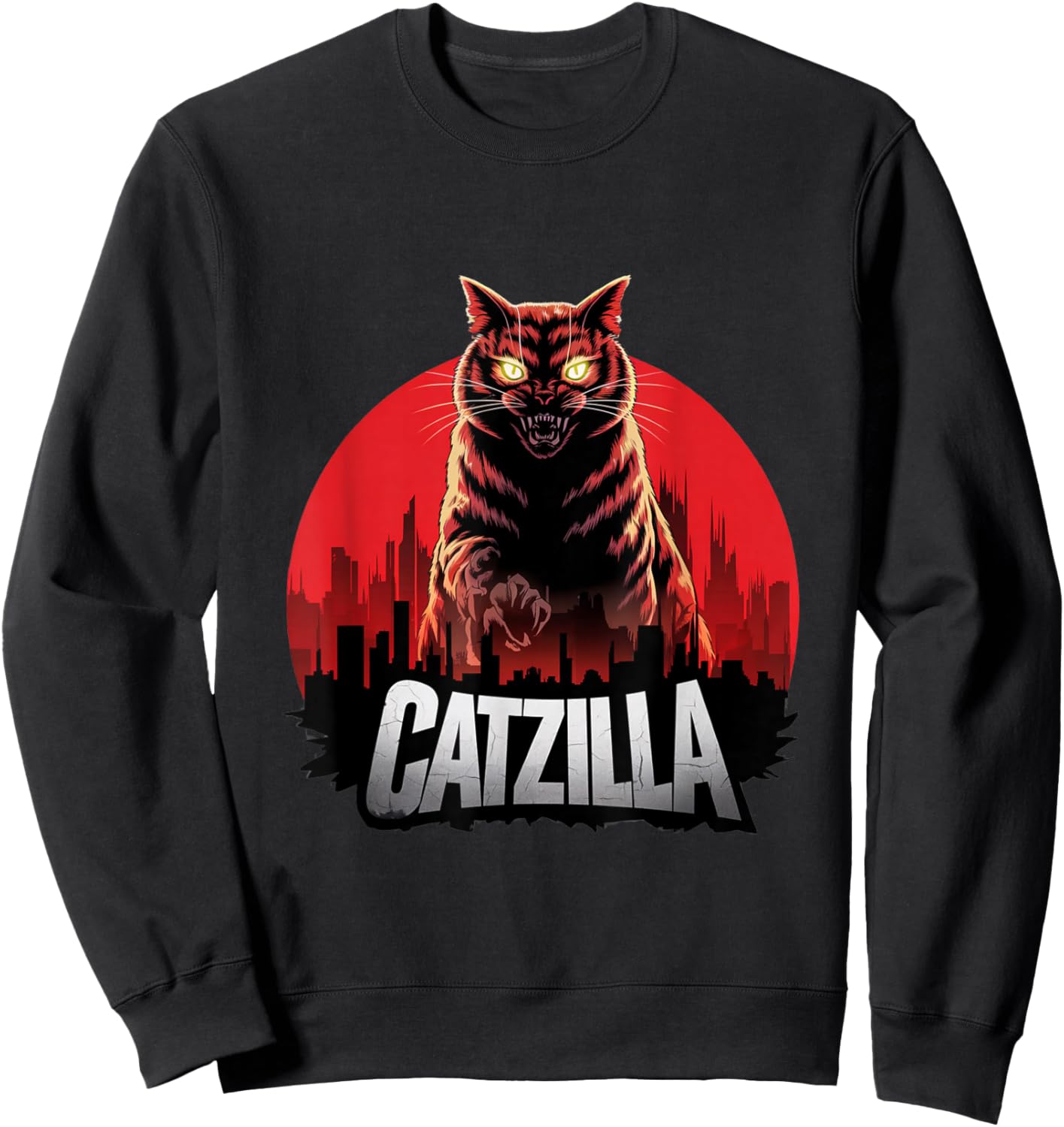 Catzilla Apocalypse Cat – Fierce Feline City Kitten Catzilla Sweatshirt - Sweatshirt | Black