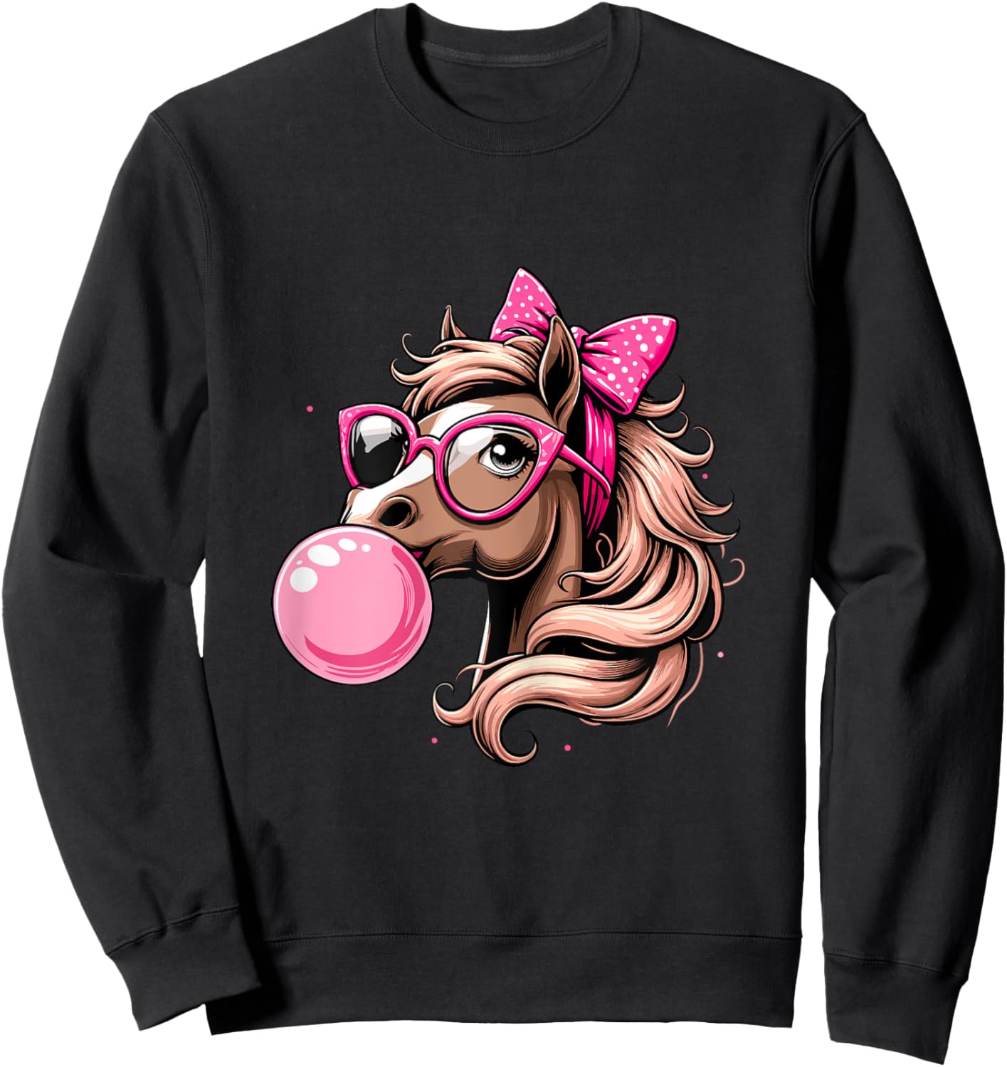 Horse Bubblegum Horse Girl Horseback Sweatshirt - Sweatshirt | Black