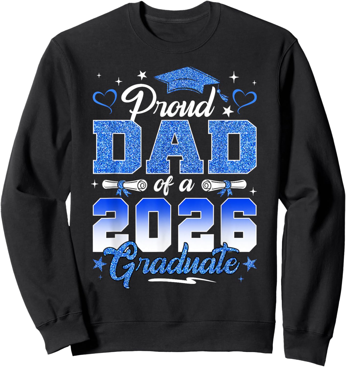 Proud Mom of a 2026 Graduate Senior Mom Blue Graduation Sweatshirt - Sweatshirt | Black