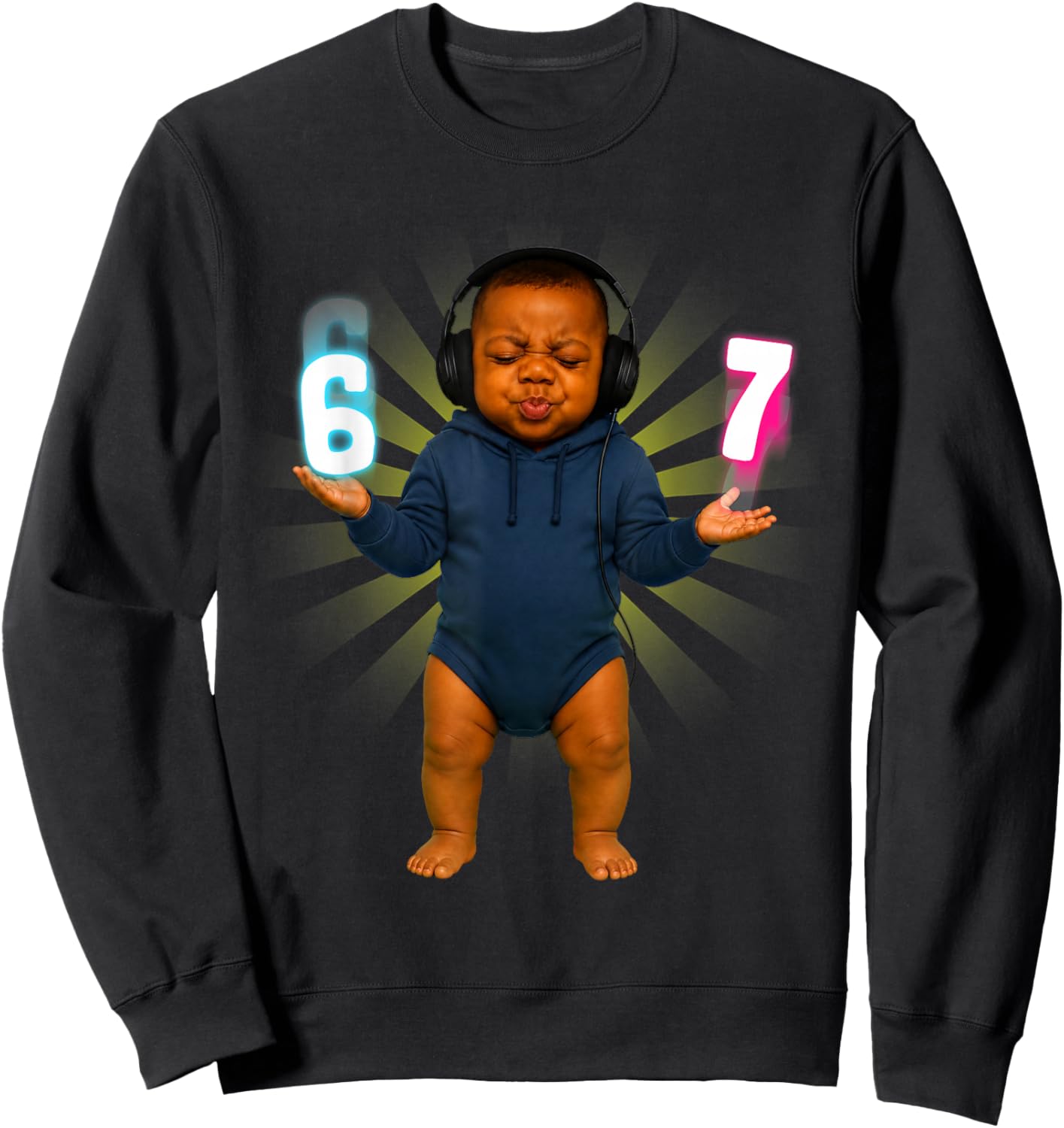 Funny Ai Baby Speed 67 Six Seven Brainrot Meme Gen Z Sweatshirt - Sweatshirt | Black