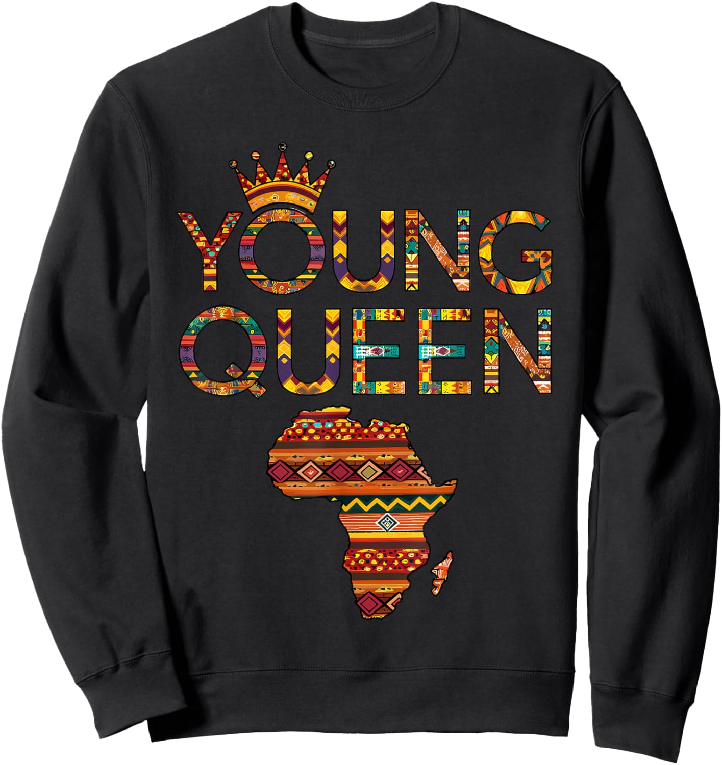 African Queen Art Girls Kente Cloth African Print Sweatshirt - Sweatshirt | Black