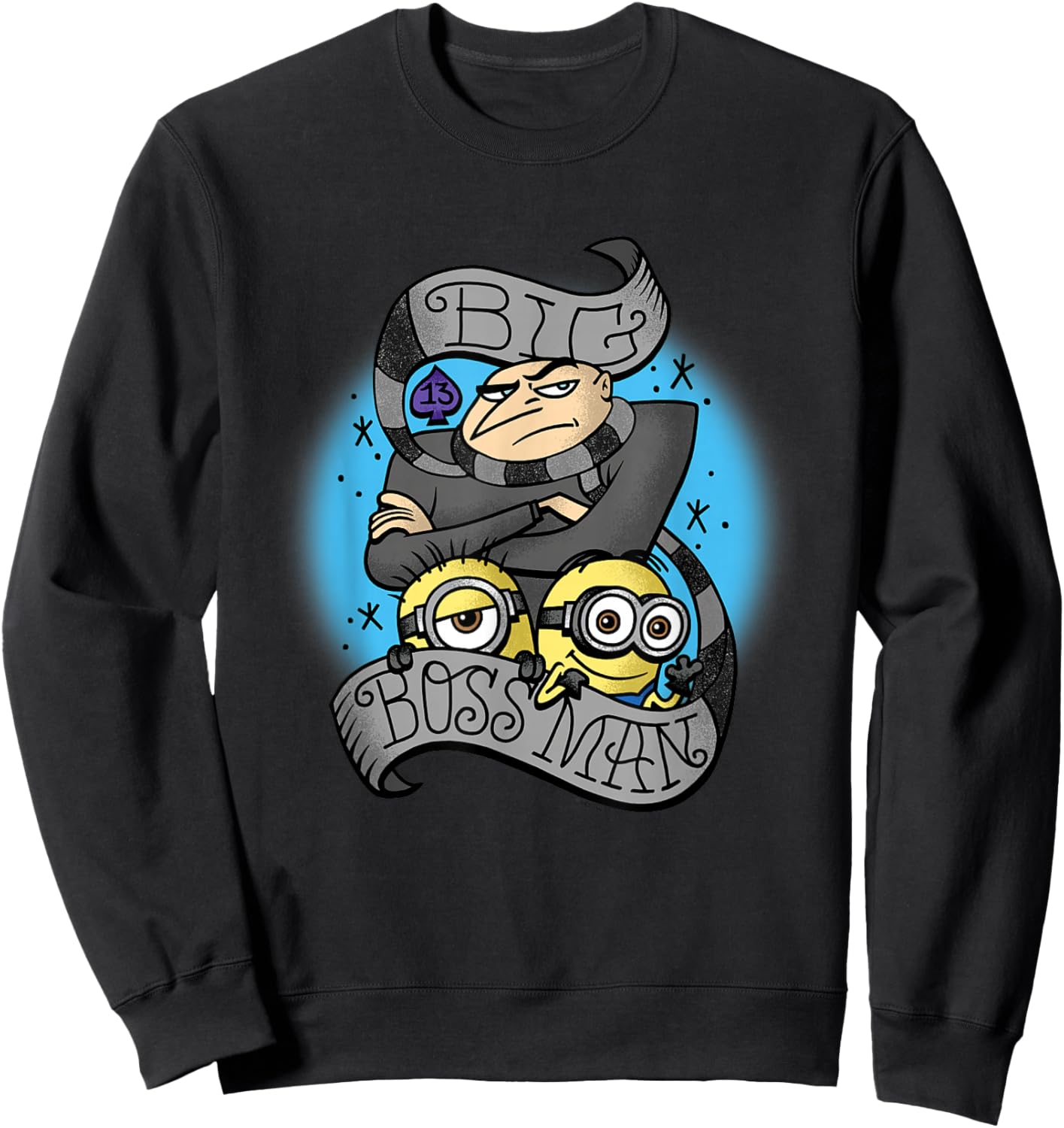 Minions Big Boss Man Gru Retro Logo Sweatshirt - Sweatshirt | Black