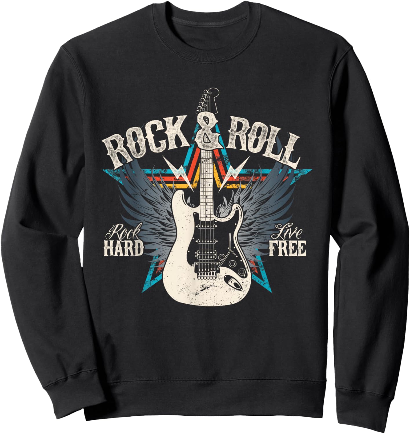 Classic Rock and Roll Guitar Concert Sweatshirt - Sweatshirt | Black