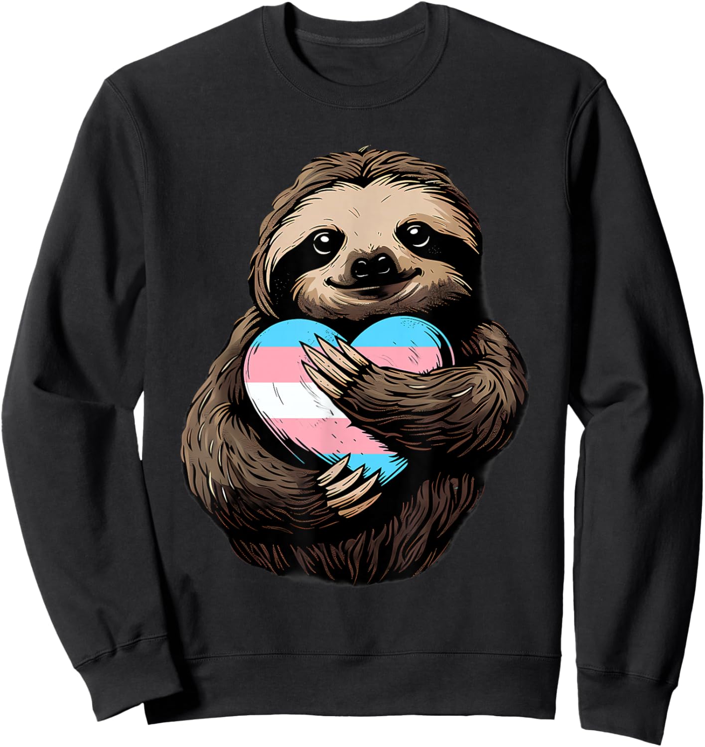 Transgender Sloth Heart Transsexuality LGBT Transsexual Flag Sweatshirt - Sweatshirt | Black