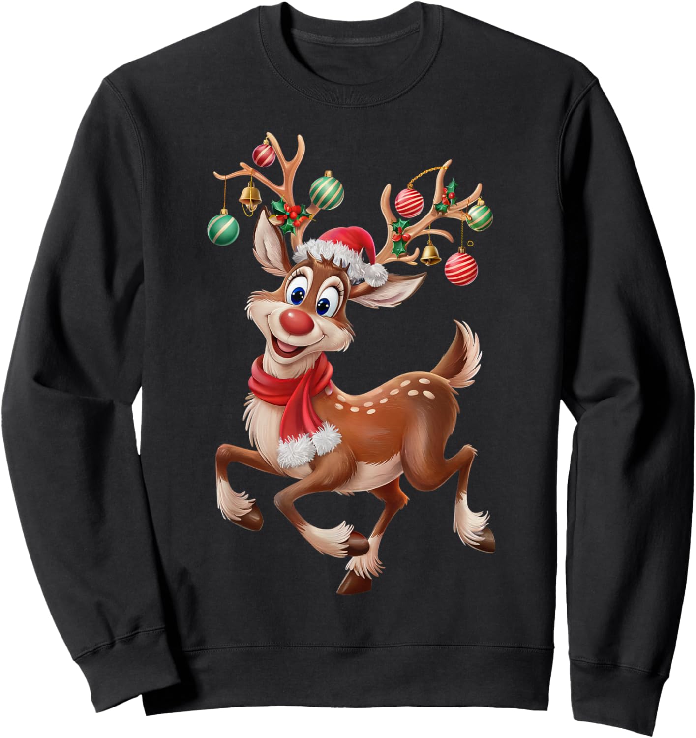 funny Rudolph The Red Nose Reindeer For Kids & Christmas boy Sweatshirt - Sweatshirt | Black