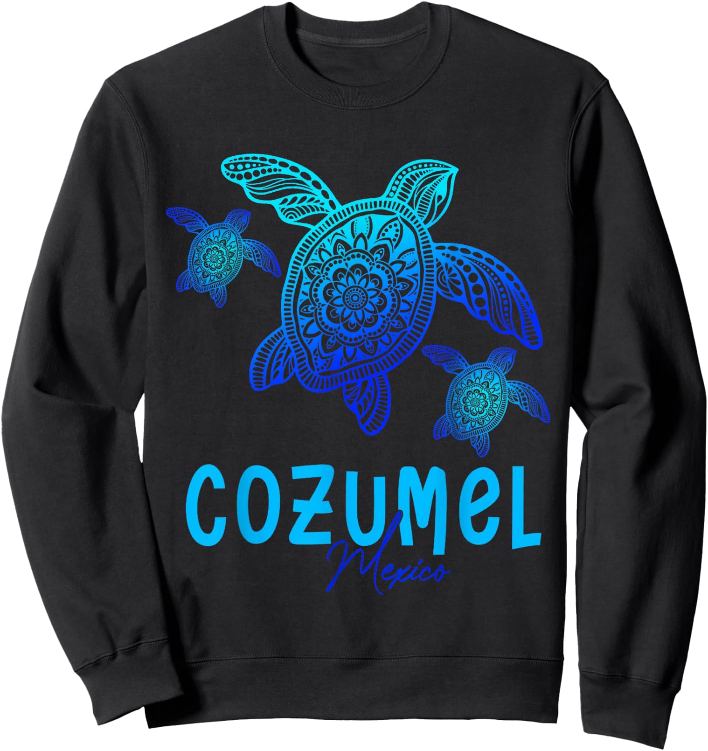 Tribal Sea Turtle Cozumel Mexico Vacation Sweatshirt - Sweatshirt | Black