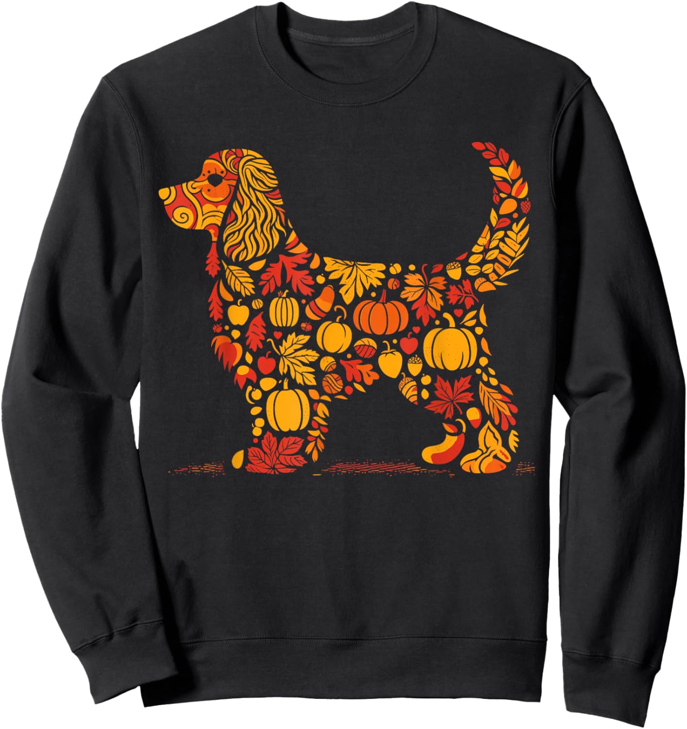 Autumn Pumpkin Cocker Spaniel Thanksgiving Kids Sweatshirt - Sweatshirt | Black