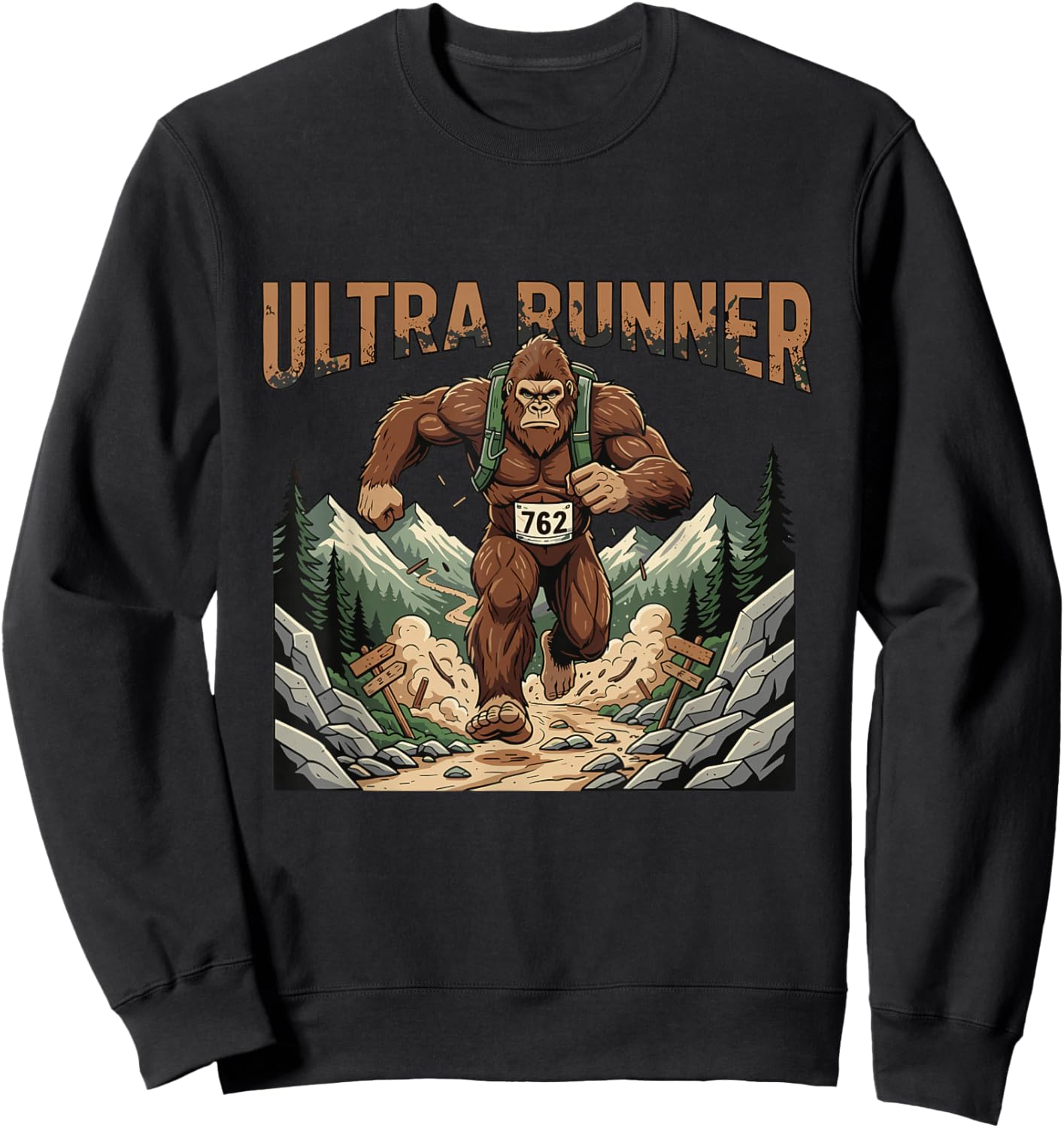 Bigfoot Ultra Runner Forest Trail Run Endurance Charge Sweatshirt - Sweatshirt | Black