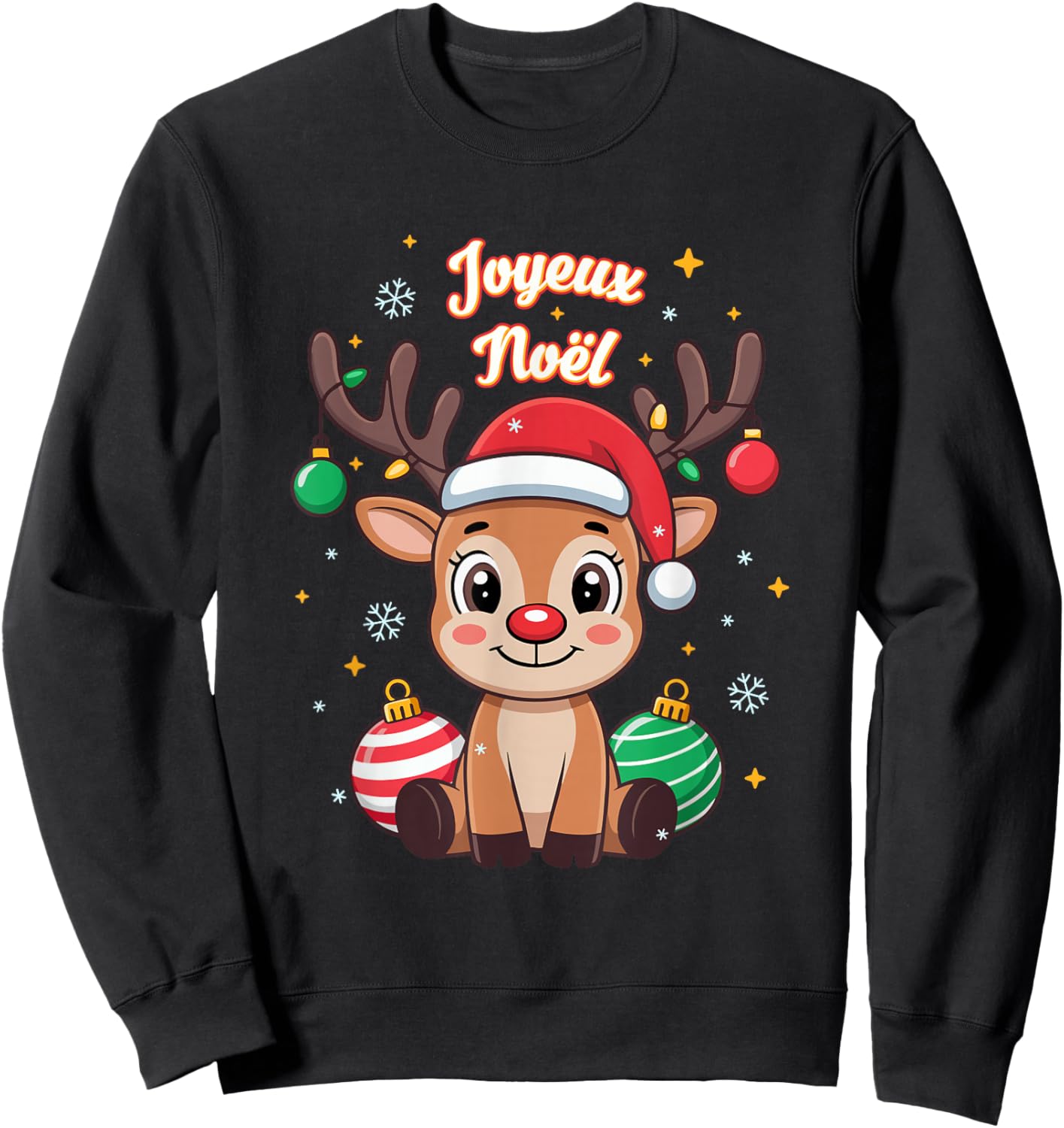 Merry Christmas with An Adorable Little Reindeer Sweatshirt - Sweatshirt | Black