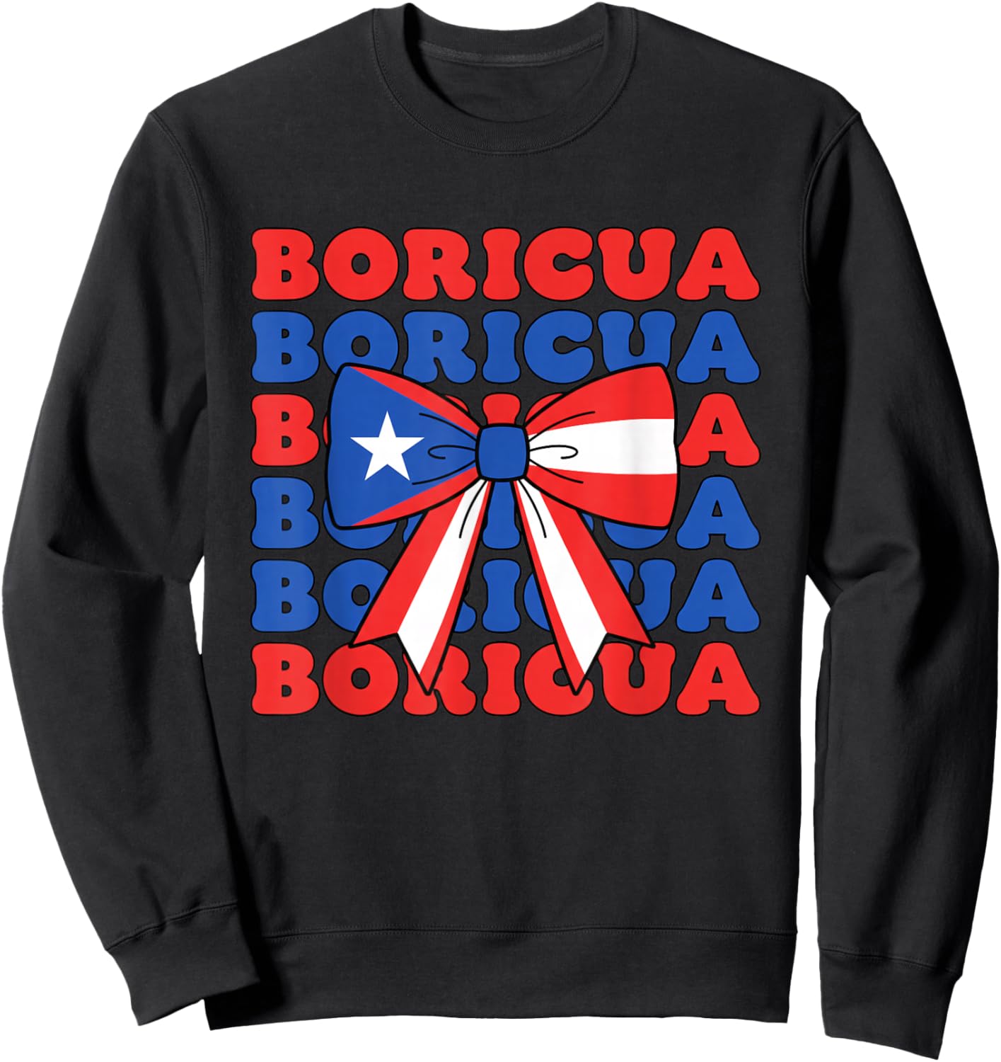 Boricua Bow Girls Latino Puerto Rico Sweatshirt - Sweatshirt | Black