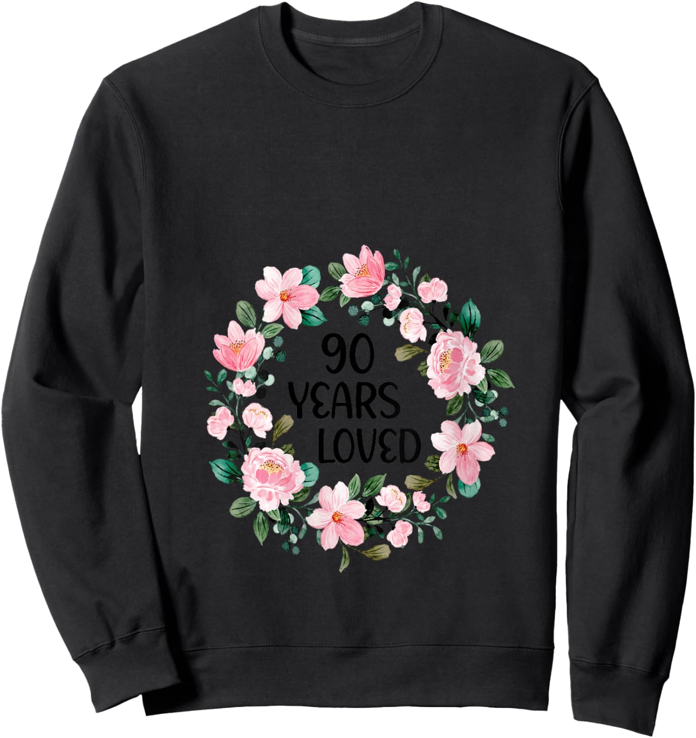 90 Years Loved Women Men 90 Years Old Cool 90th Birthday V-Neck Sweatshirt - Sweatshirt | Black