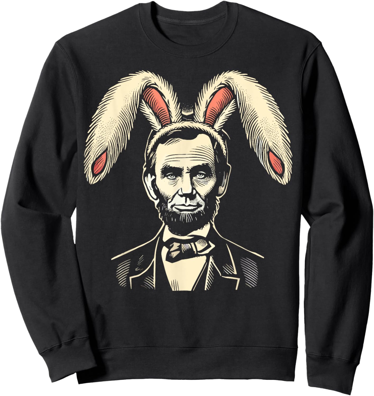 Men Women Vintage Easter Bunny Costume Abraham Lincoln Sweatshirt - Sweatshirt | Black