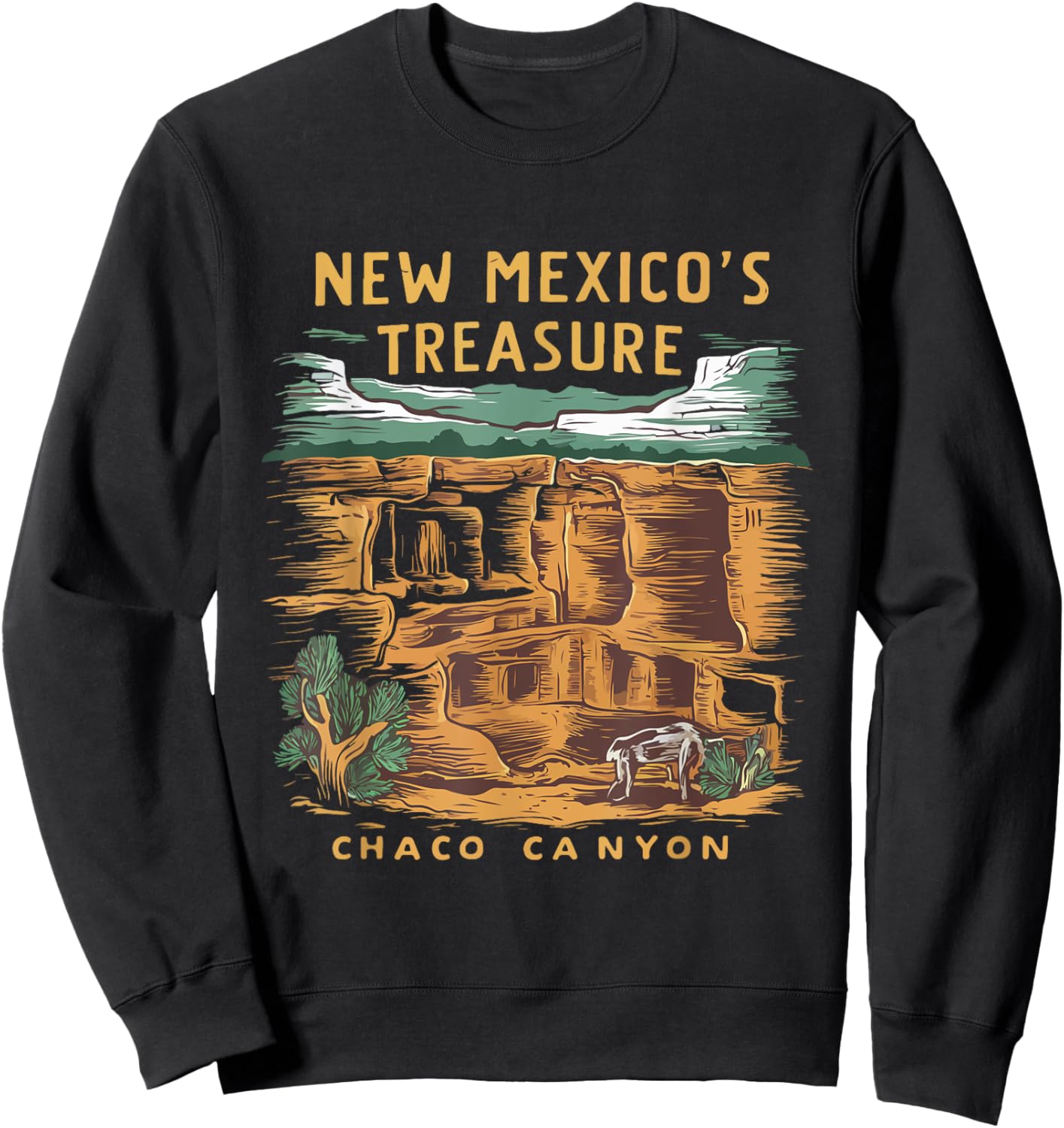 New Mexico Treasure Chaco Canyon National Park Sweatshirt - Sweatshirt | Black