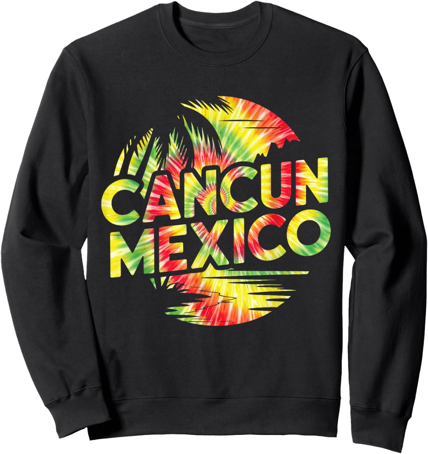 Cancun Mexico Tropical Beach Vacation Trip Retro Tie Dye Sweatshirt - Sweatshirt | Black