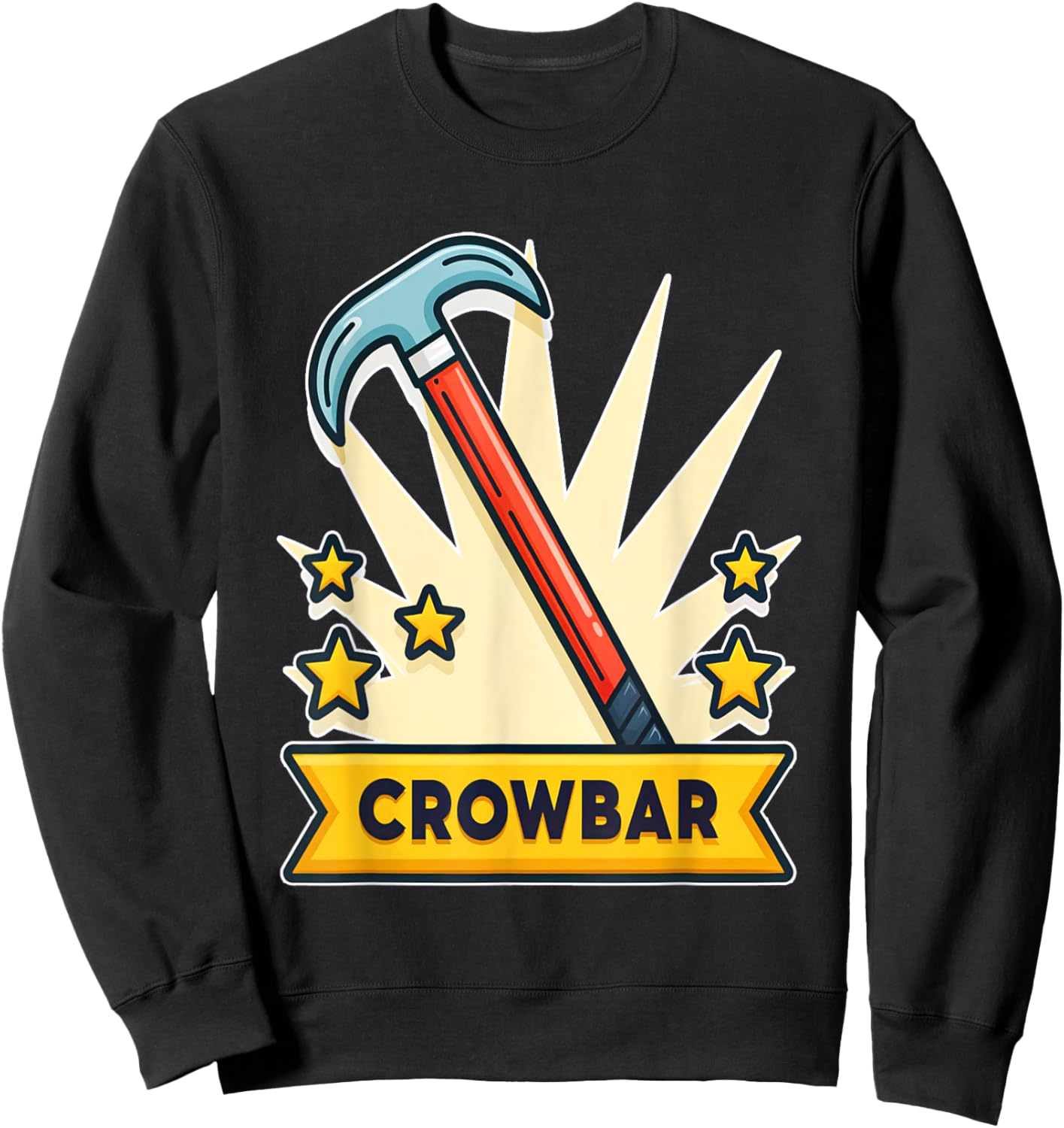 Unique Retro Style Crowbar Design Sweatshirt - Sweatshirt | Black