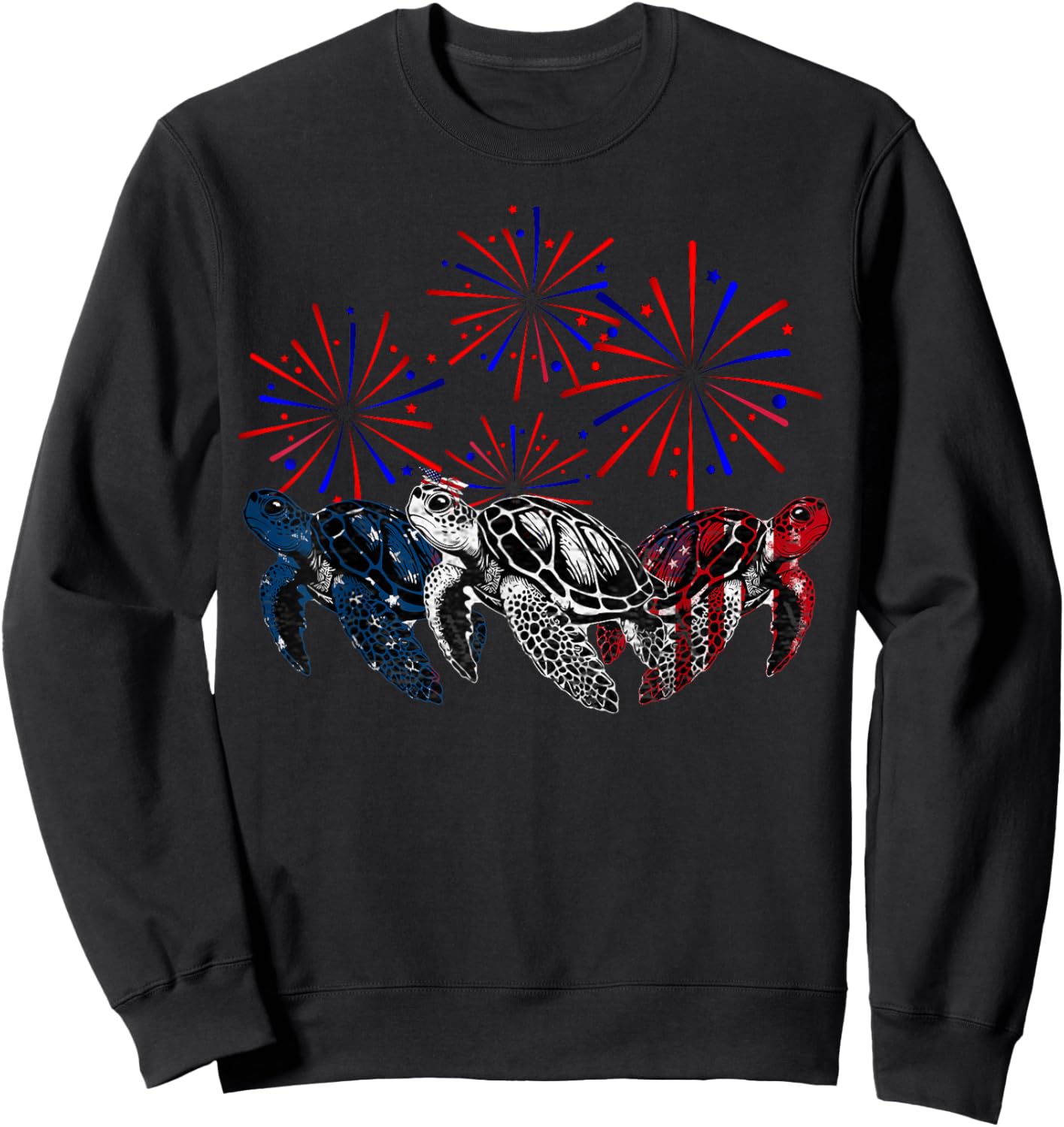 Sea Turtles USA Flag Women Men Sea Turtles Lover 4th Of July Sweatshirt - Sweatshirt | Black
