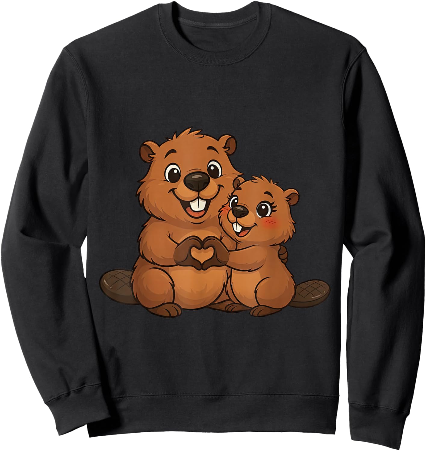 Biber Pärchen mit Herz | Süßes Biber Liebespaar Sweatshirt - Sweatshirt | Black