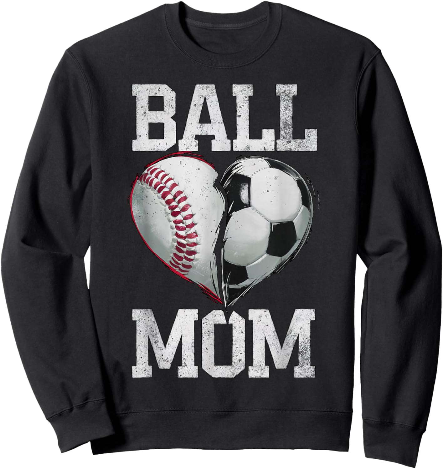 Ball Mom Soccer Baseball Sports Game Day Supporter Mother Sweatshirt - Sweatshirt | Black