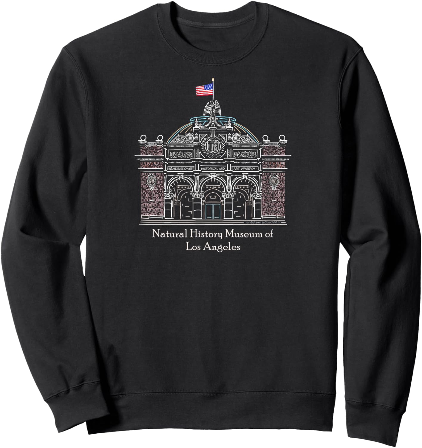 Natural History Museum of Los Angeles, California Hand-Drawn Sweatshirt - Sweatshirt | Black