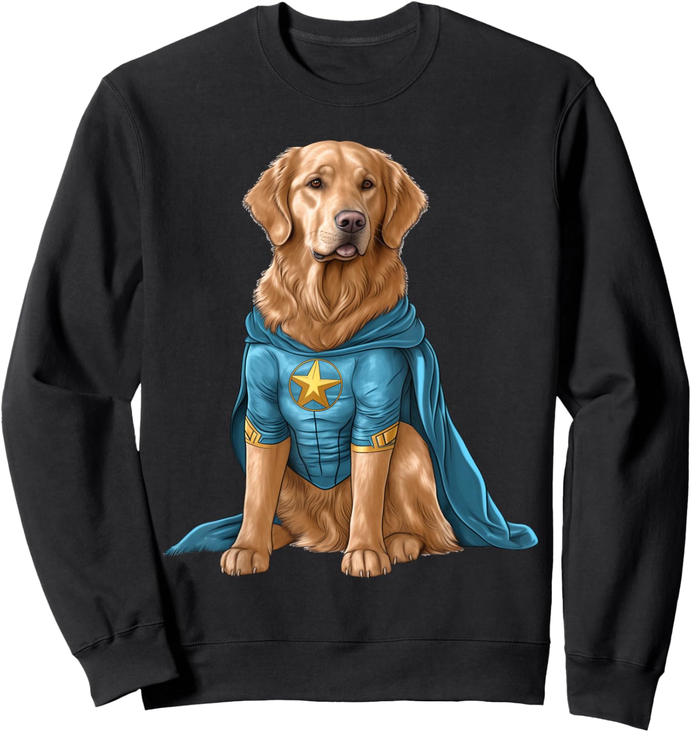 Superhero Golden Retriever Red Cape Super Hero Dog Sweatshirt - Sweatshirt | Black